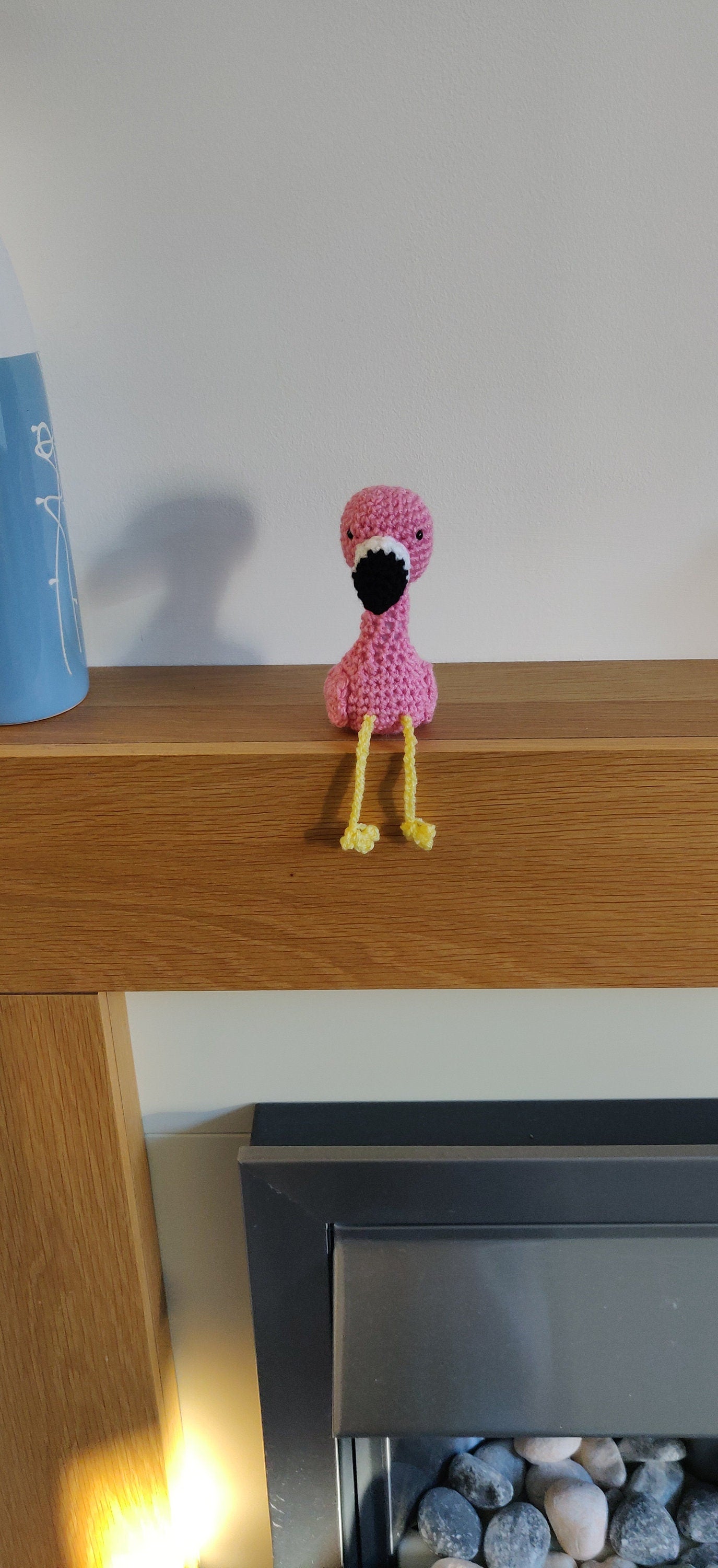 Crochet Flamingo Shelf Sitter, Pink Bird Ornament