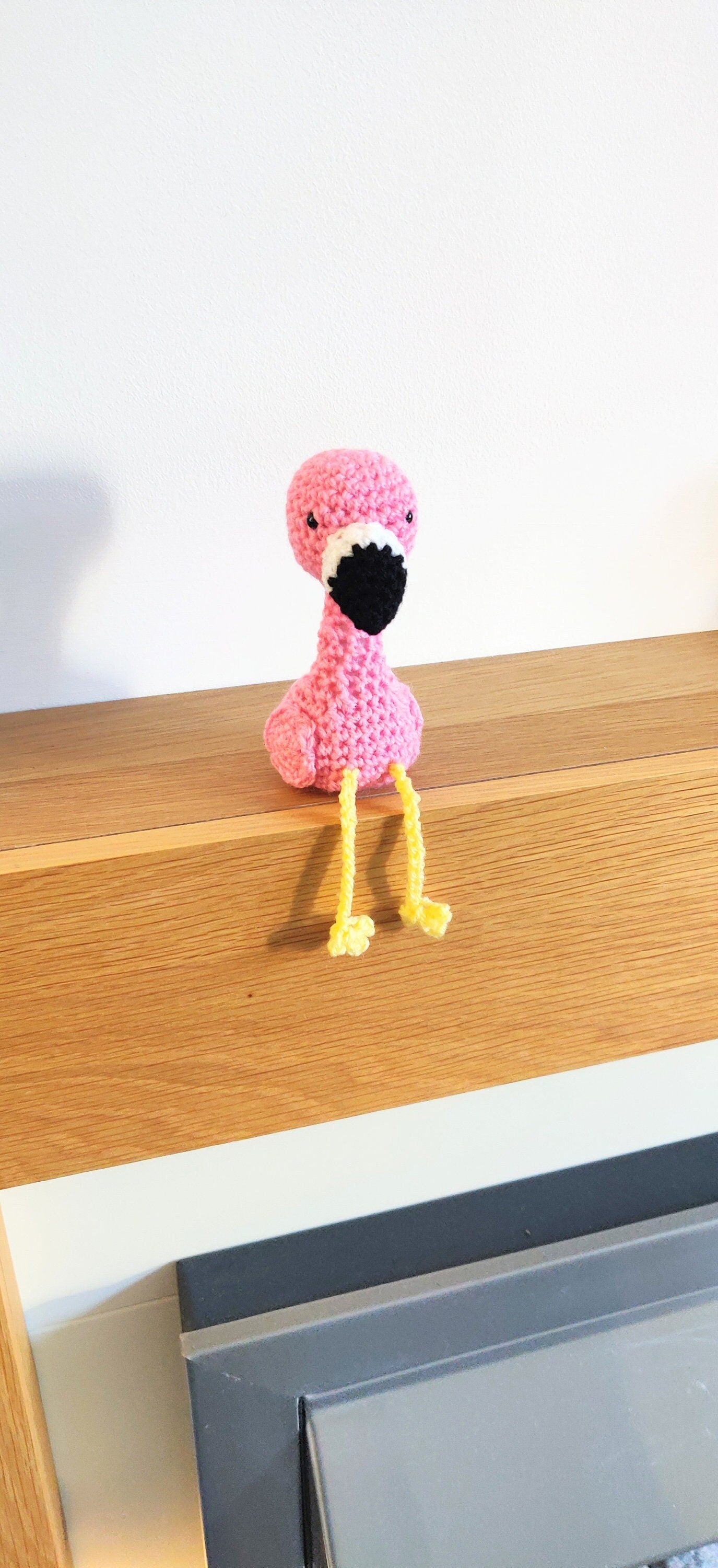 Crochet Flamingo Shelf Sitter, Pink Bird Ornament