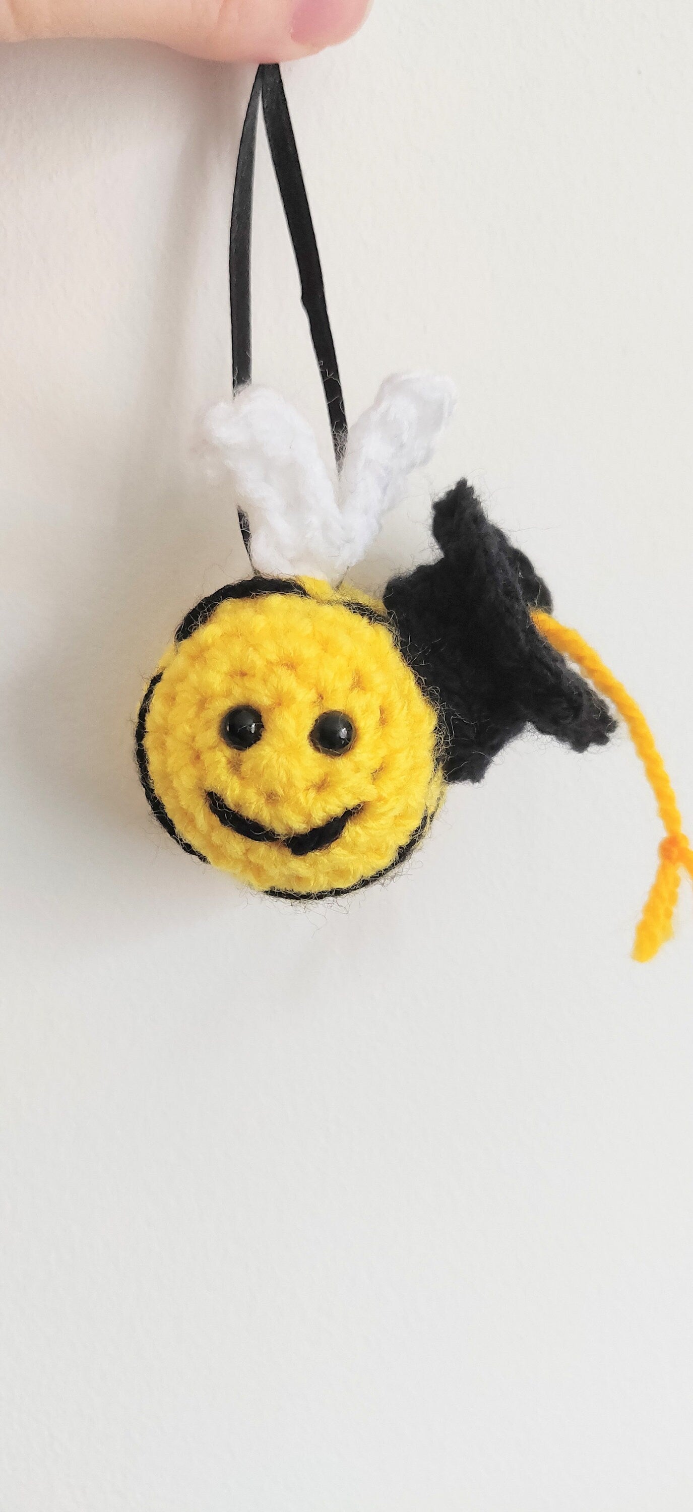 Crocheted Bee Graduation Gift with Cap, Hanging Decoration