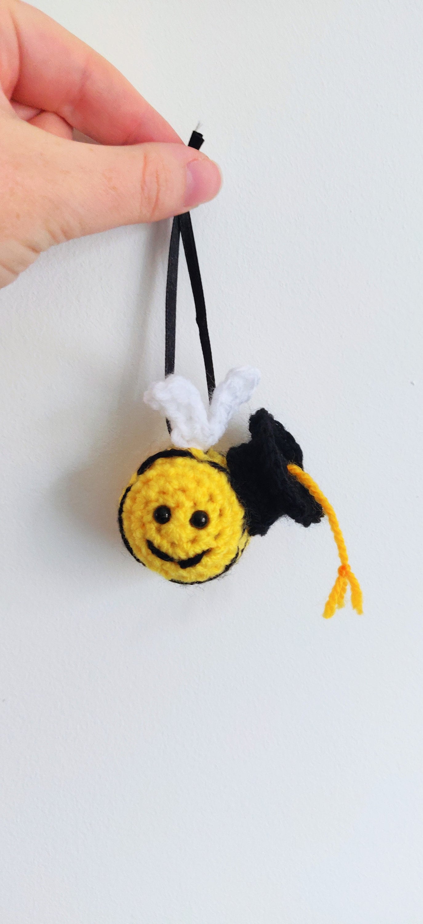 Crocheted Bee Graduation Gift with Cap, Hanging Decoration