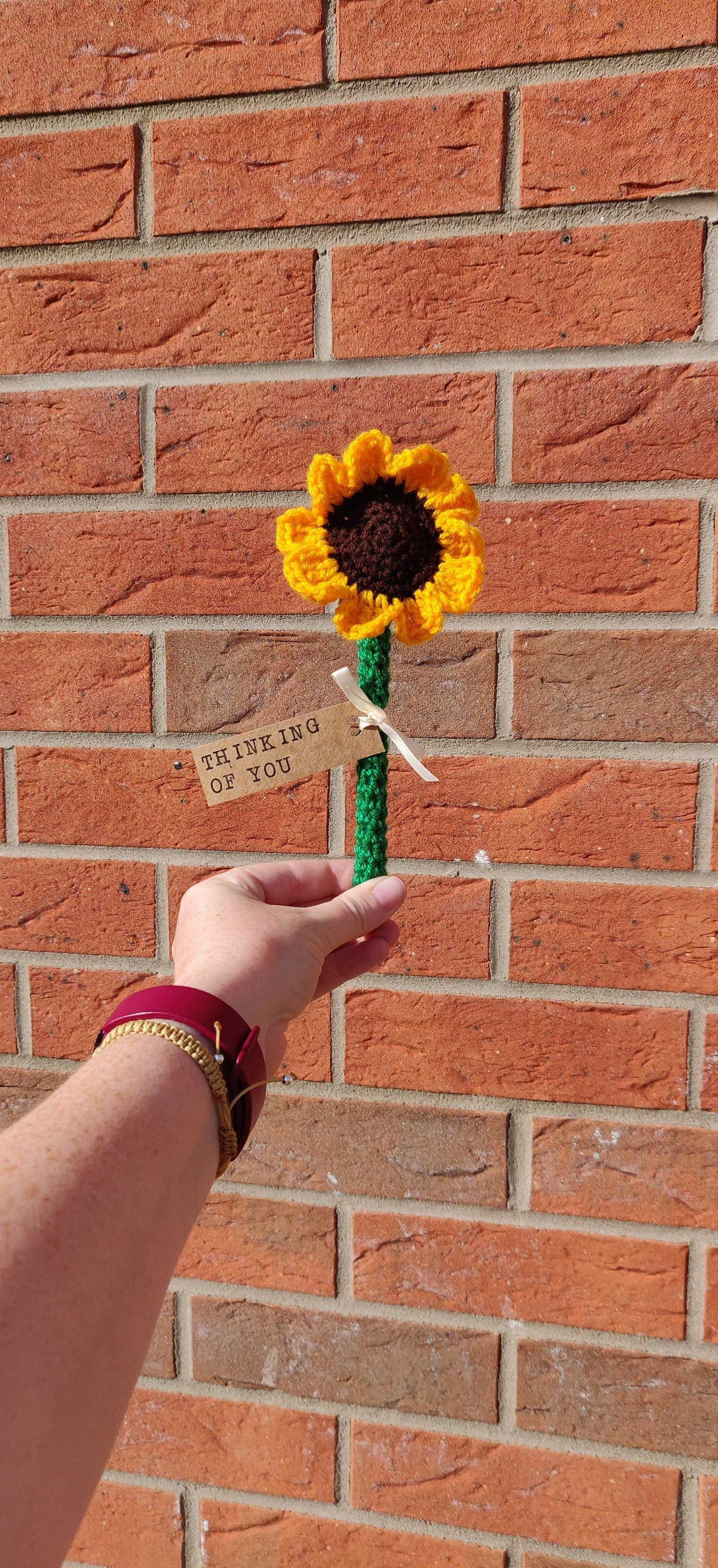 Crochet Sunflower Gift: Personalised Thinking of You Keepsake