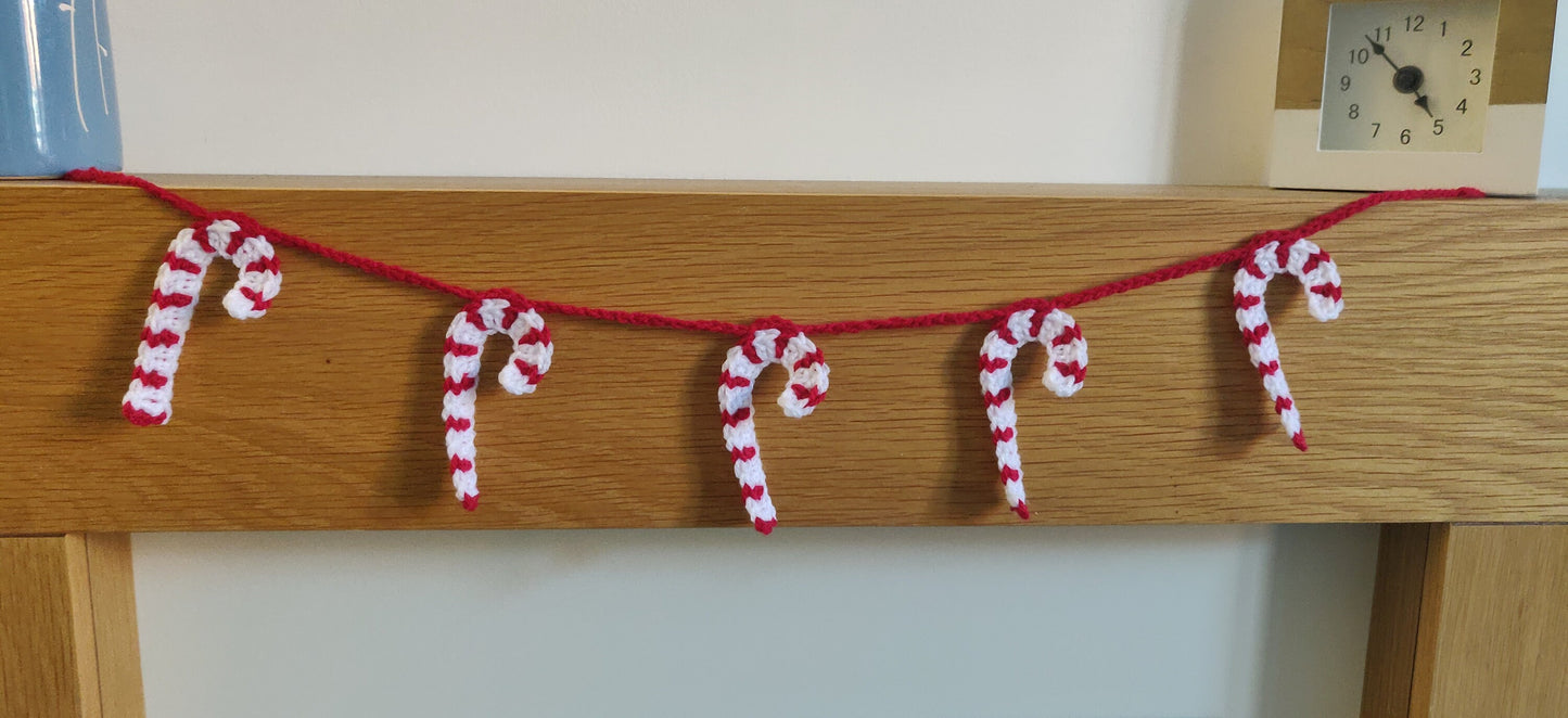 Candy Cane Bunting, Christmas Garland, Red and White Christmas Decoration, Candy Cane Gift, Candy Cane Lane, Christmas Garland