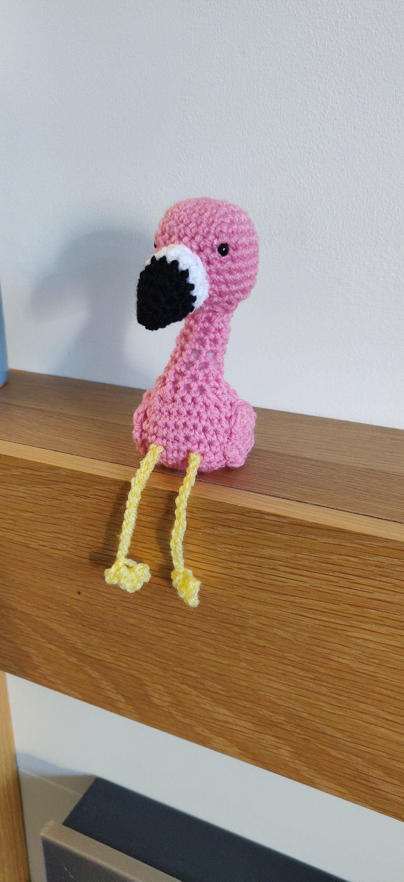Crochet Flamingo Shelf Sitter, Pink Bird Ornament