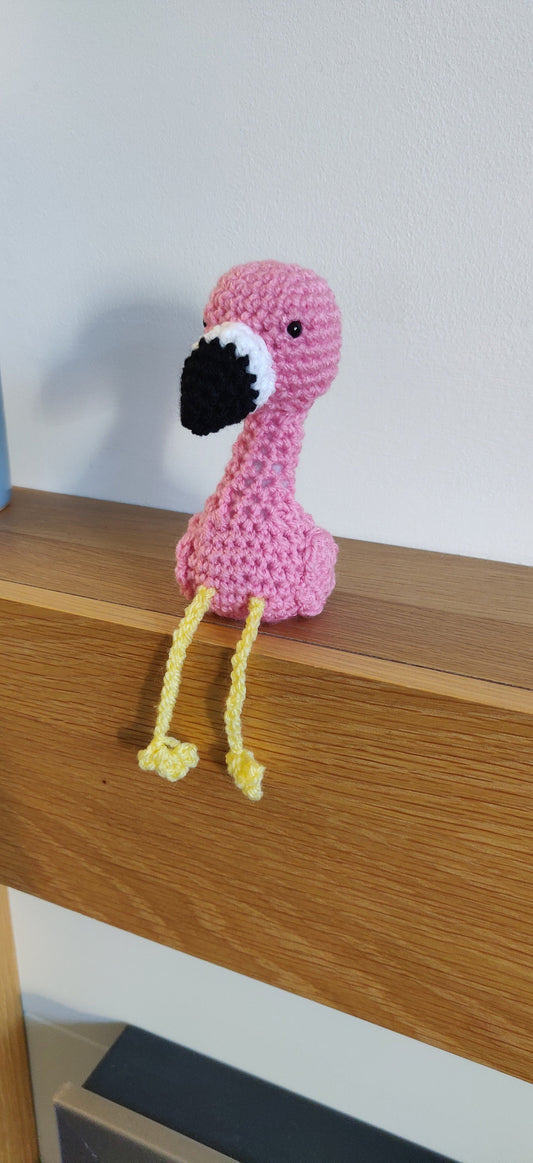 Crochet Flamingo Shelf Sitter, Pink Bird Ornament