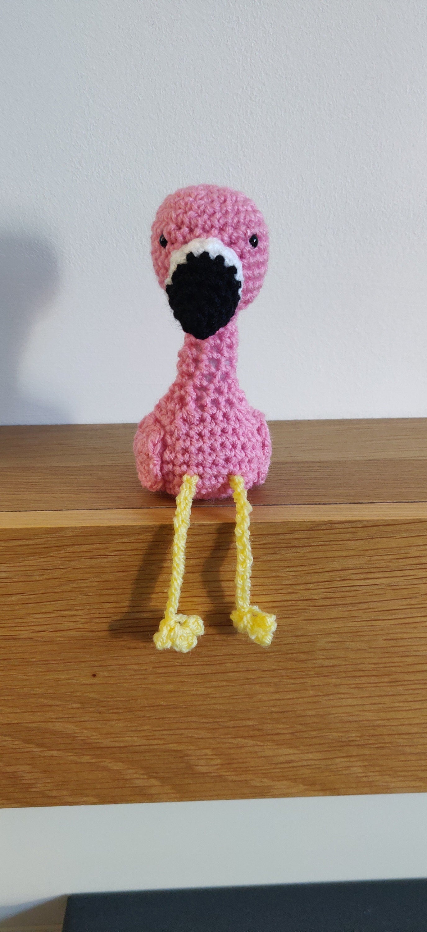 Crochet Flamingo Shelf Sitter, Pink Bird Ornament