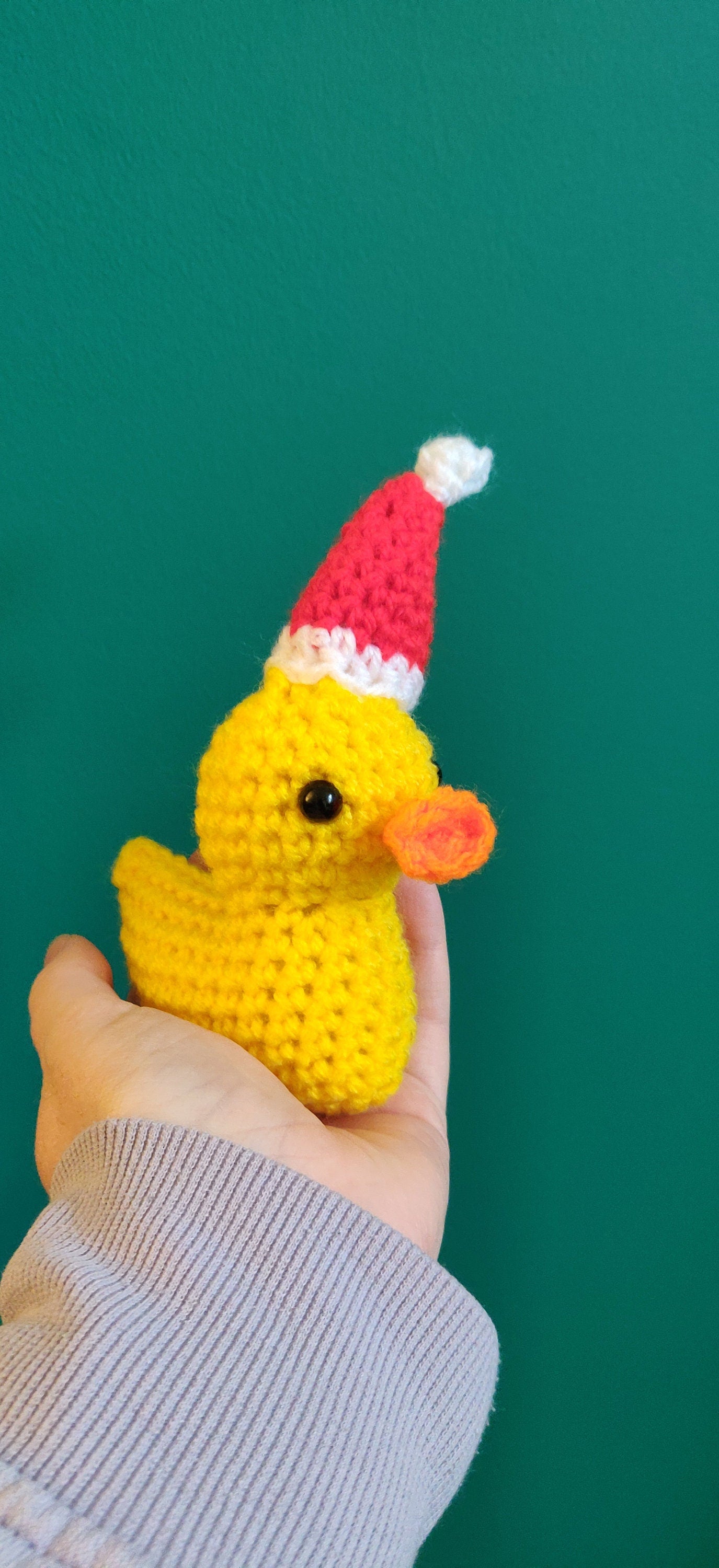 Yellow Duck With Christmas Hat, Christmas Duck Ornament, Figurine, Christmas Decoration, Rubber Duck, Duck Gift, Bird Birthday Present