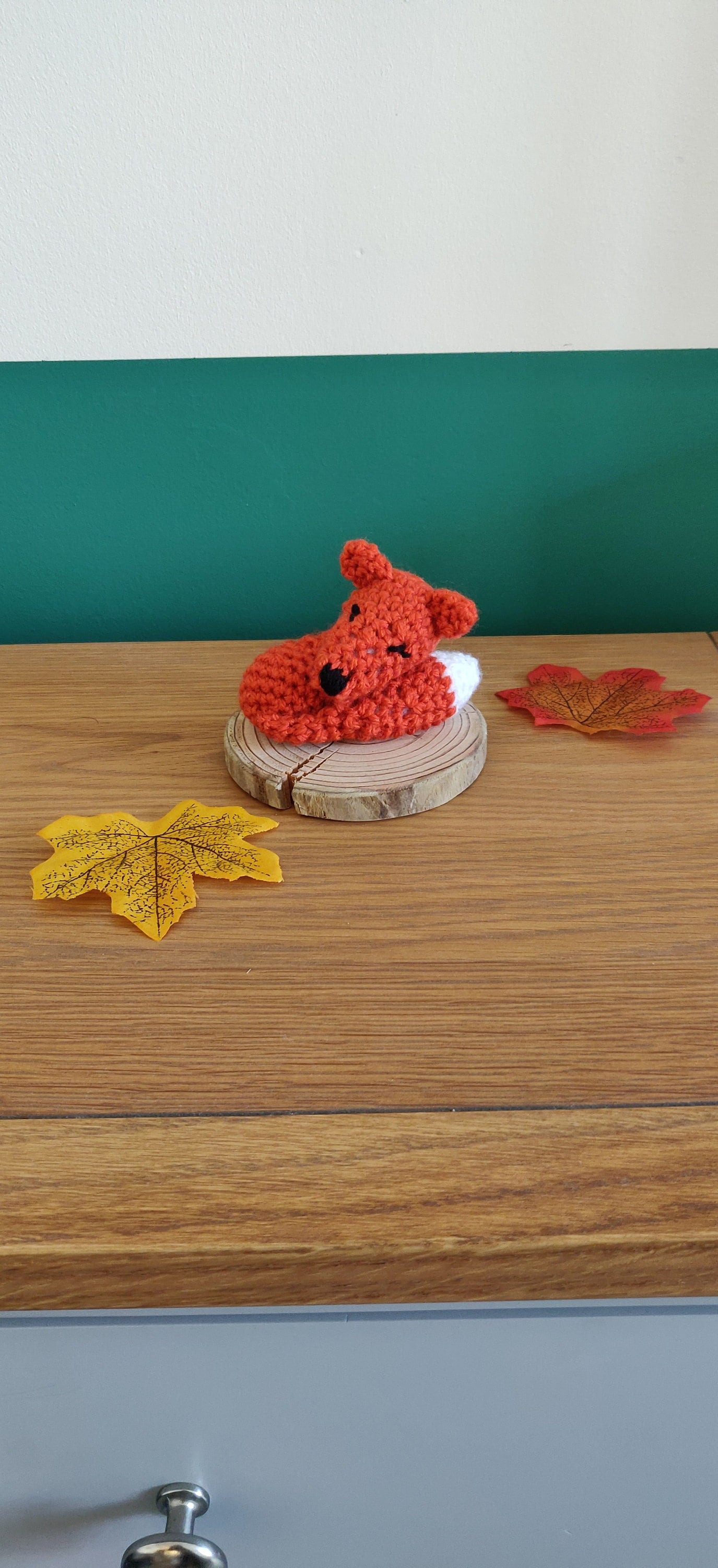 Sleeping Fox Ornament, Fox Figure, Autumn Decoration, Red Fox Autumn Centerpiece, Fall Decor, Crochet Fox Gift, Woodland Fox Print