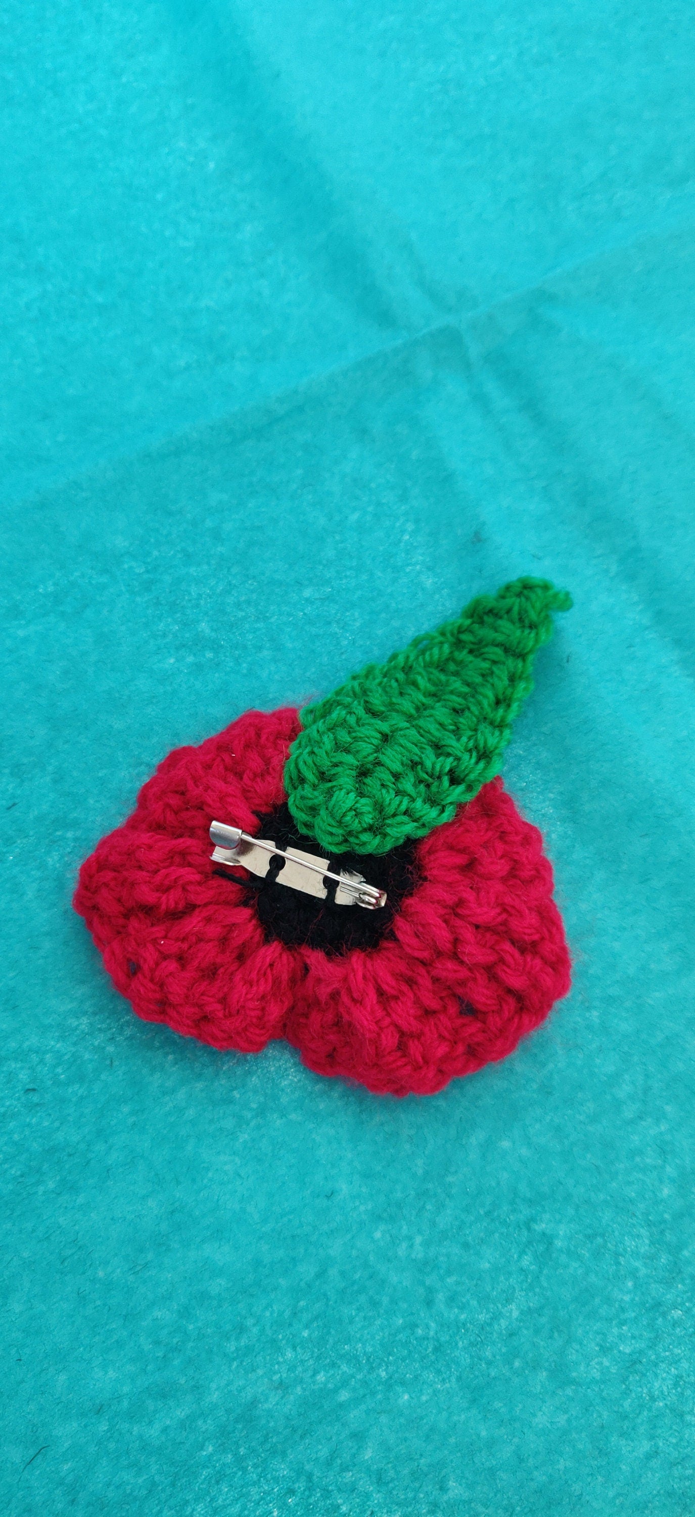 Crochet Poppy Brooch: Remembrance Day Poppy Pin, Charity Gift