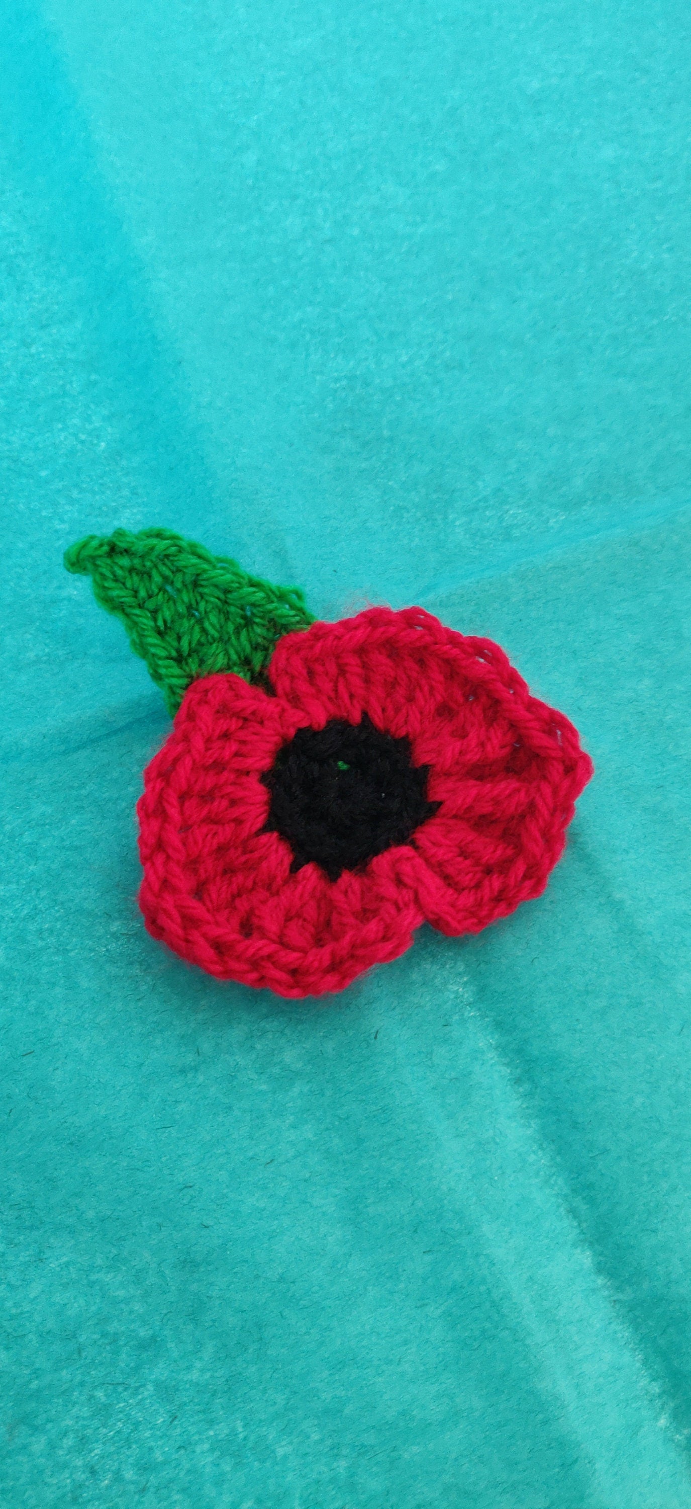 Crochet Poppy Brooch: Remembrance Day Poppy Pin, Charity Gift