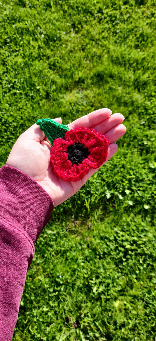 Crochet Poppy Brooch: Remembrance Day Poppy Pin, Charity Gift