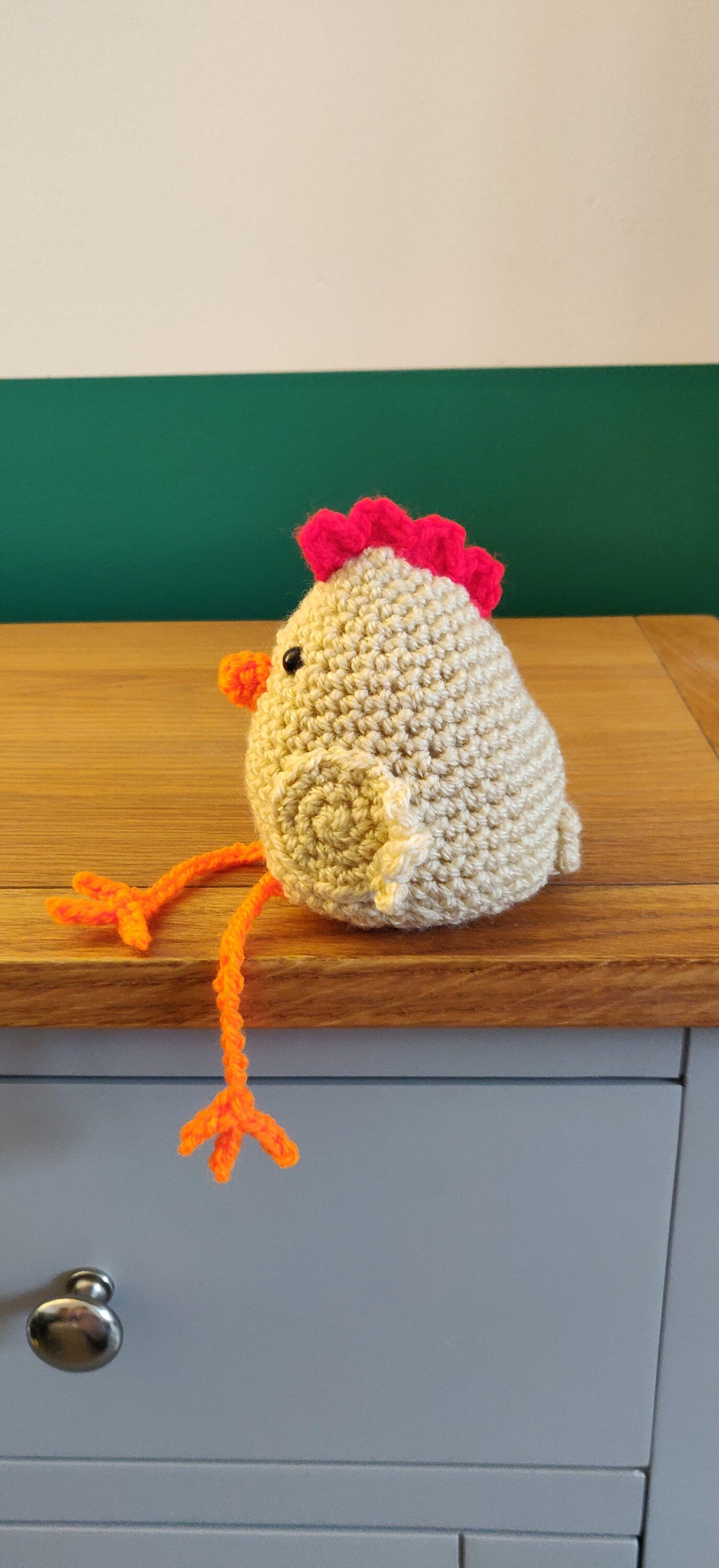 Crochet Chicken Shelf Sitter, Wool Plush Hen Decor