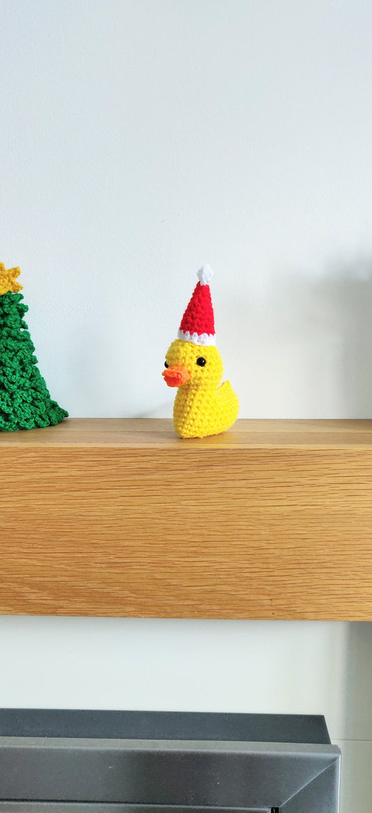 Yellow Duck With Christmas Hat, Christmas Duck Ornament, Figurine, Christmas Decoration, Rubber Duck, Duck Gift, Bird Birthday Present