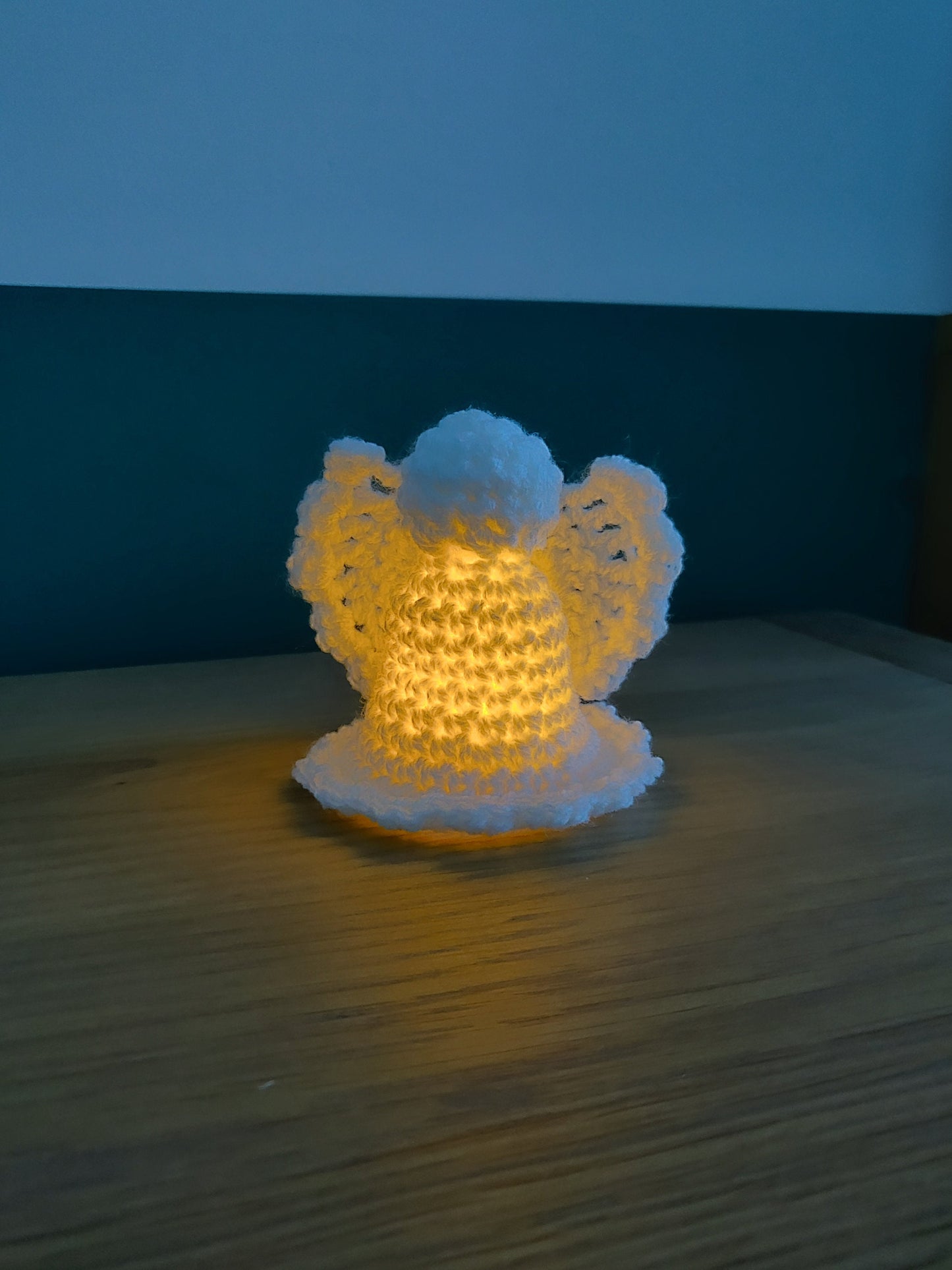 Crochet Angel Ornament, Light Up Decoration, Memorial Gift