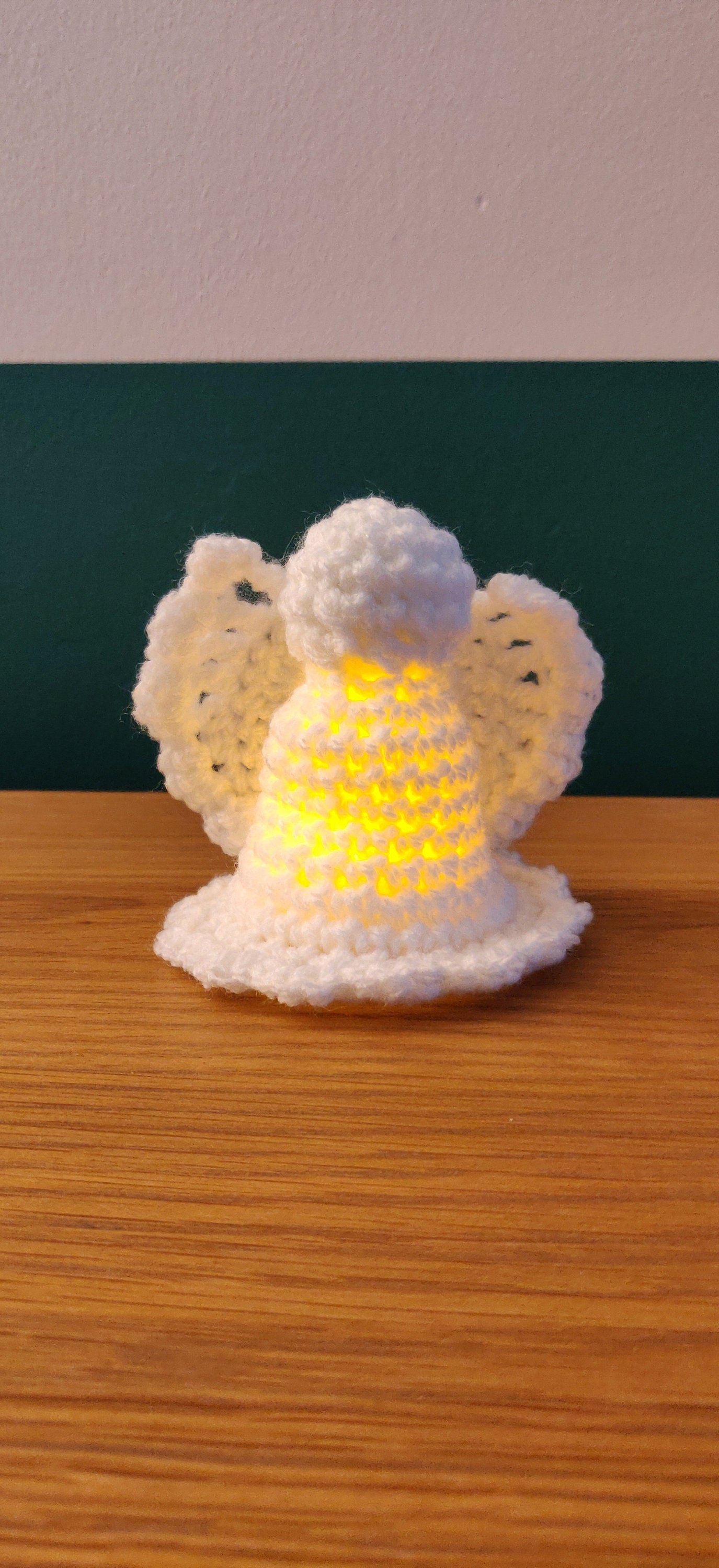 Crochet Angel Ornament, Light Up Decoration, Memorial Gift