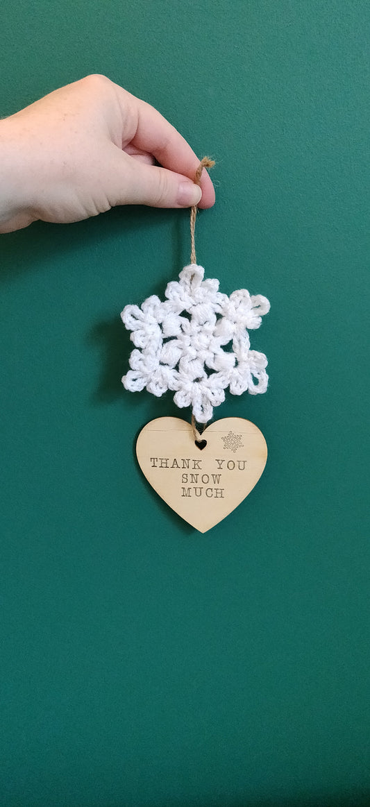 Thank You Snow Much Sign, Christmas Thank You Gift, Teacher Christmas Gift, Gift Tag, Christmas Snowflake Decor, Snowflake Hanging Ornament