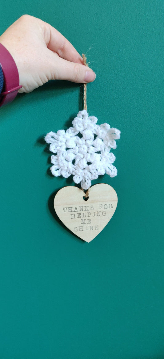 Thank You For Helping Me Shine Sign, Christmas Thank You Gift, Teacher Christmas Gift, Gift Tag, Xmas Snowflake Decor, Snowflake Ornament
