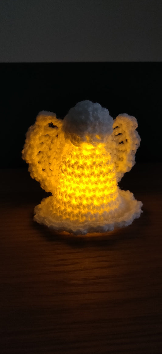 Crochet Angel Ornament, Light Up Decoration, Memorial Gift
