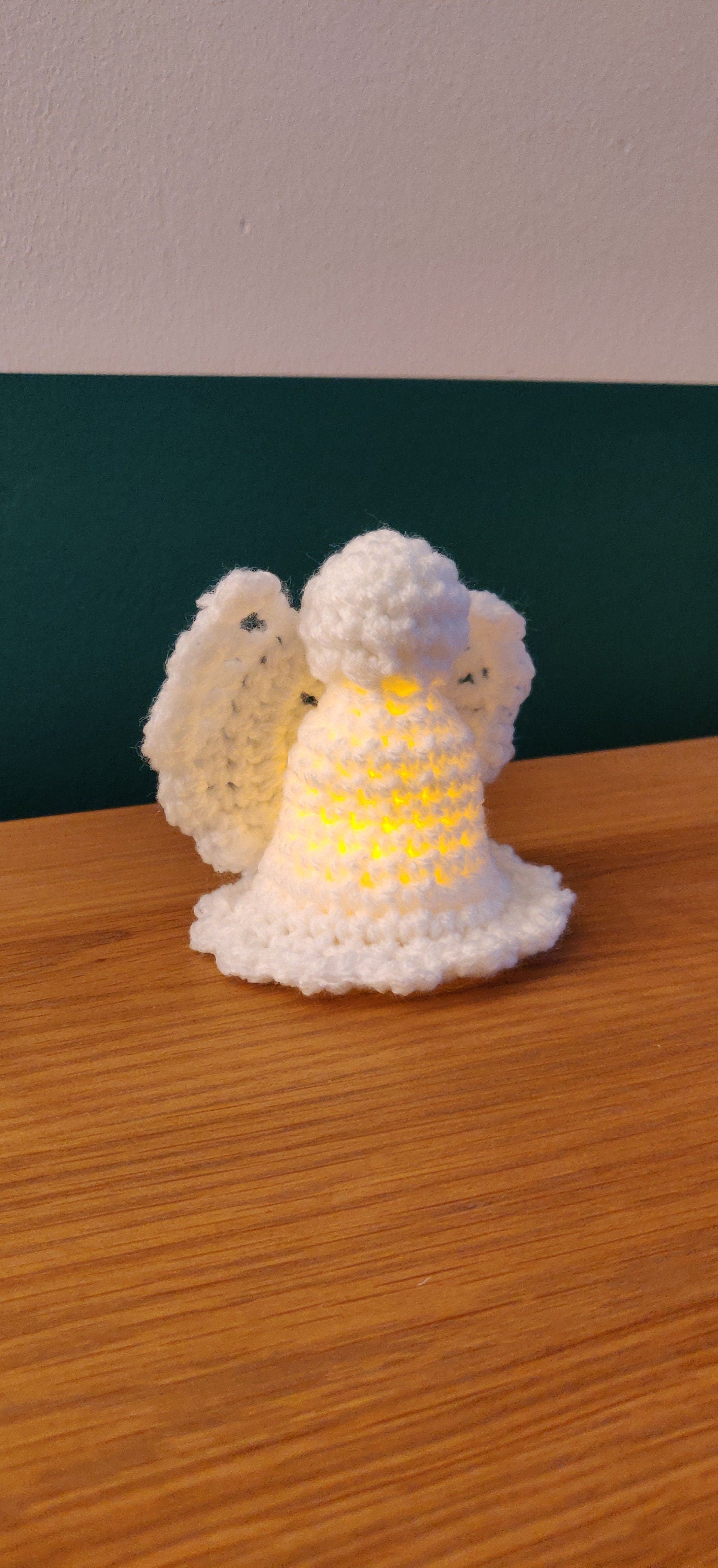 Crochet Angel Ornament, Light Up Decoration, Memorial Gift