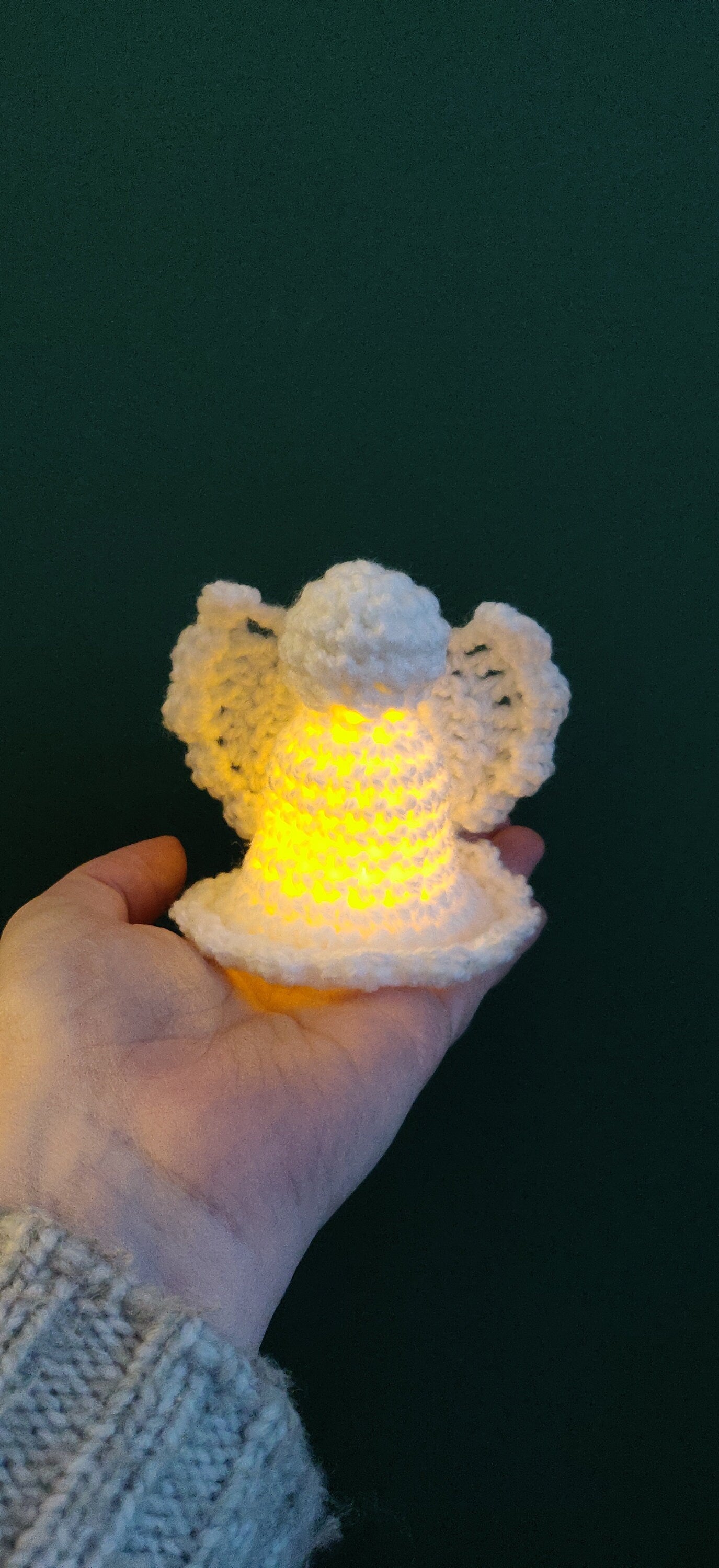 Crochet Angel Ornament, Light Up Decoration, Memorial Gift