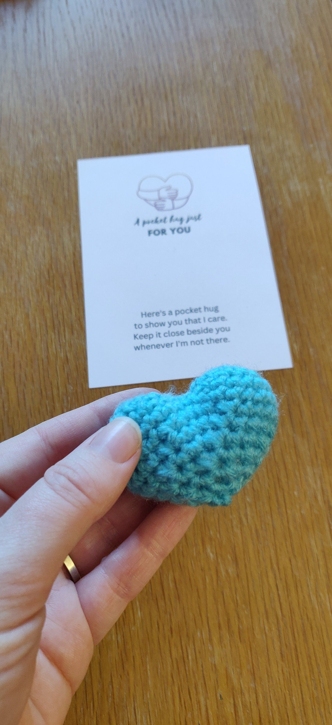 Crochet Pocket Hug Heart Token: Thinking of You Gift