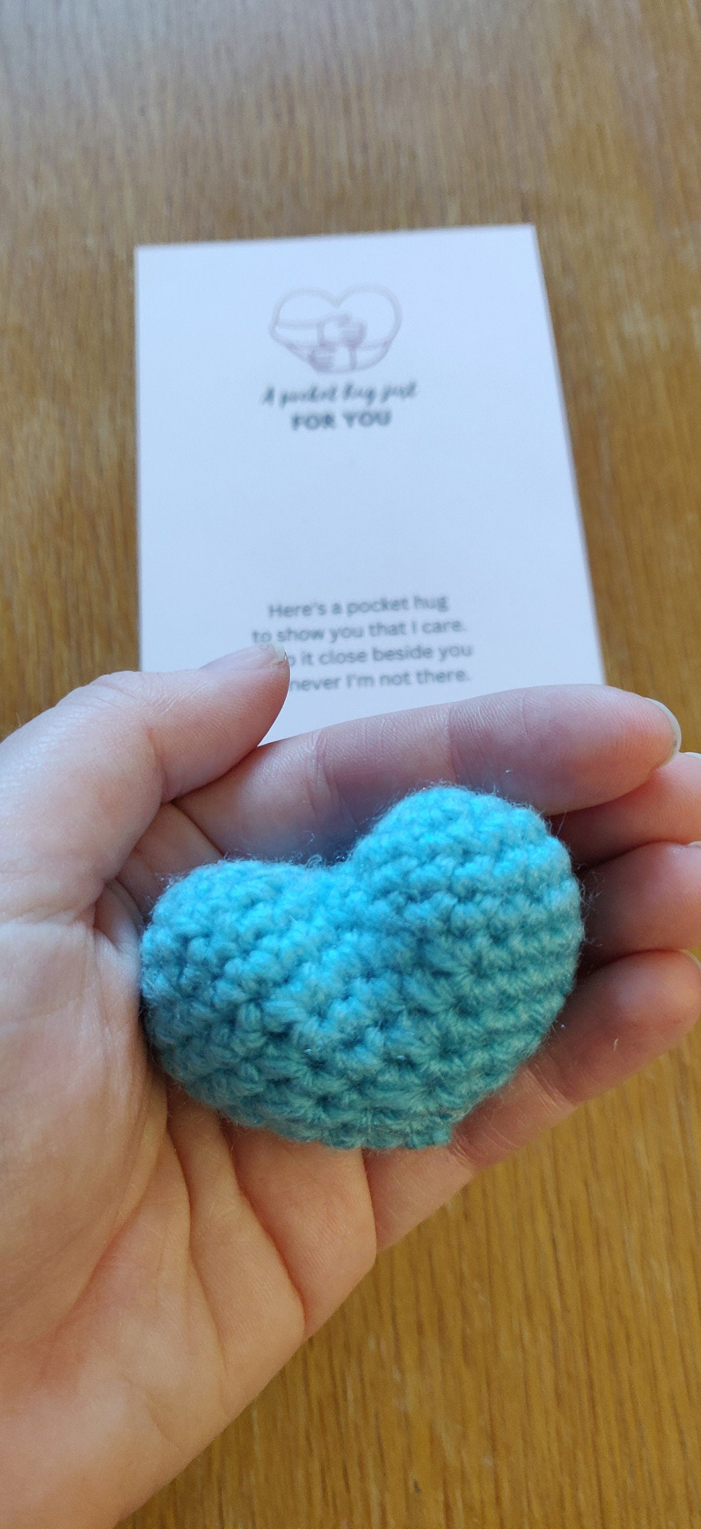Crochet Pocket Hug Heart Token: Thinking of You Gift