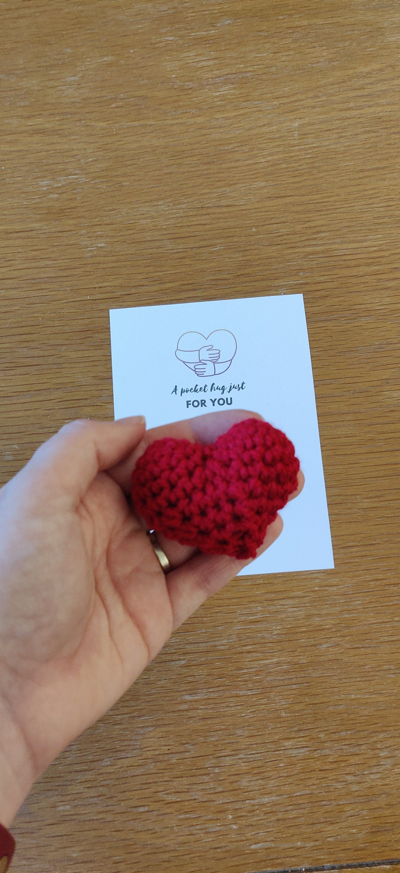 Crochet Pocket Hug, Red Heart Token, Thinking of You Gift