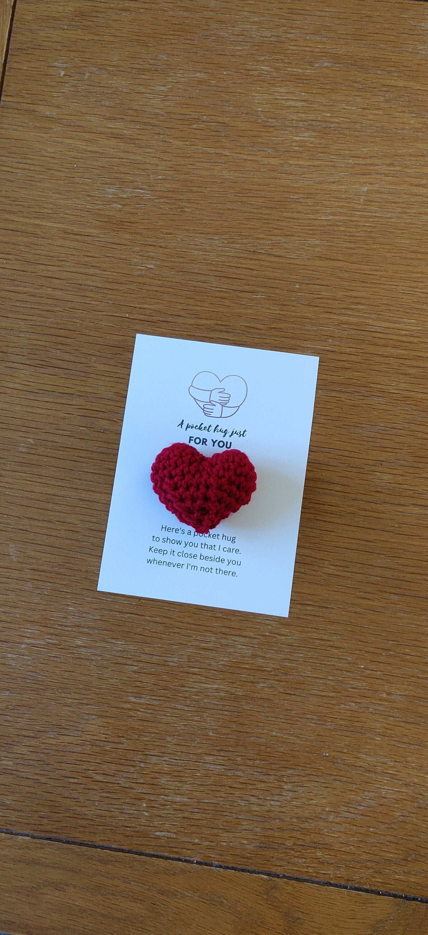 Crochet Pocket Hug, Red Heart Token, Thinking of You Gift