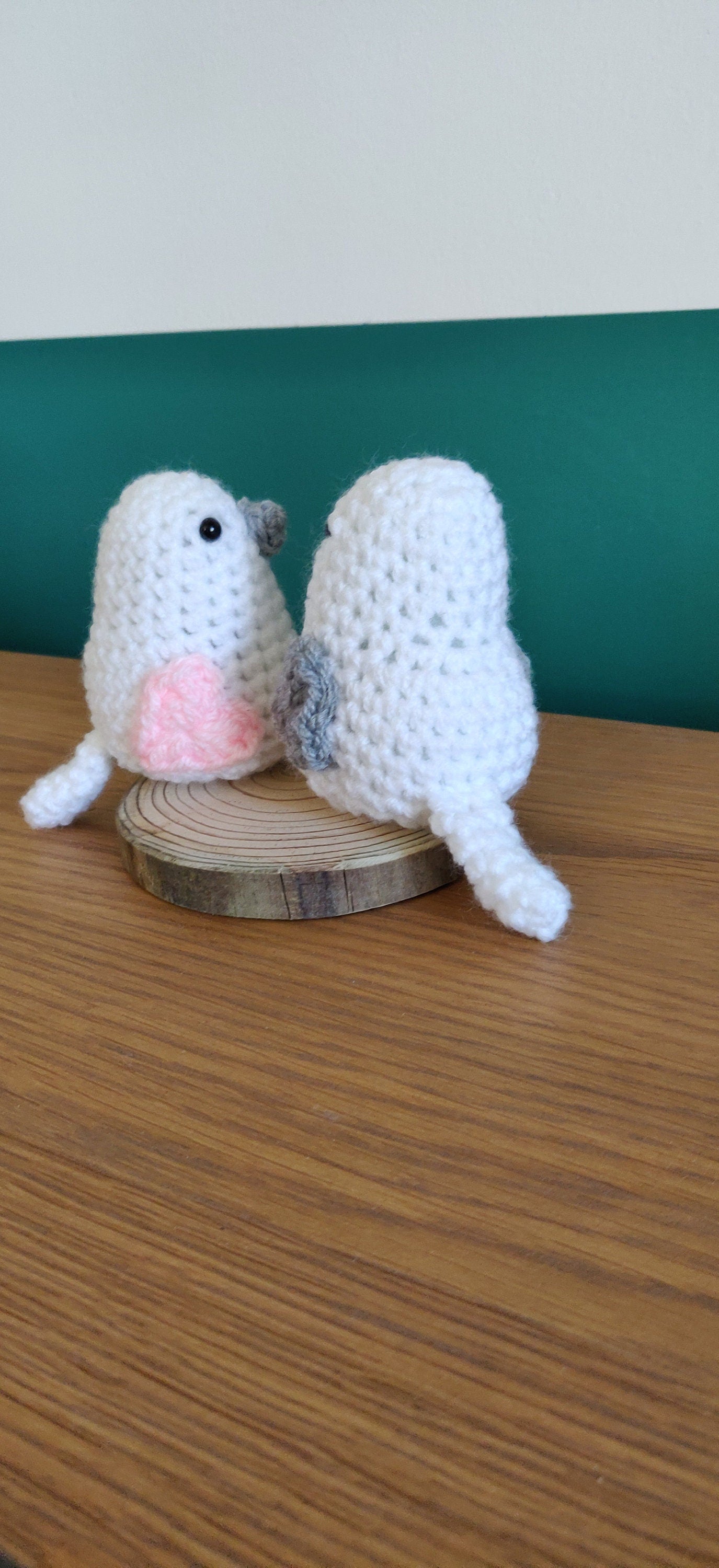 Crochet Love Bird Ornament, Wedding Anniversary Gift, Valentines Day