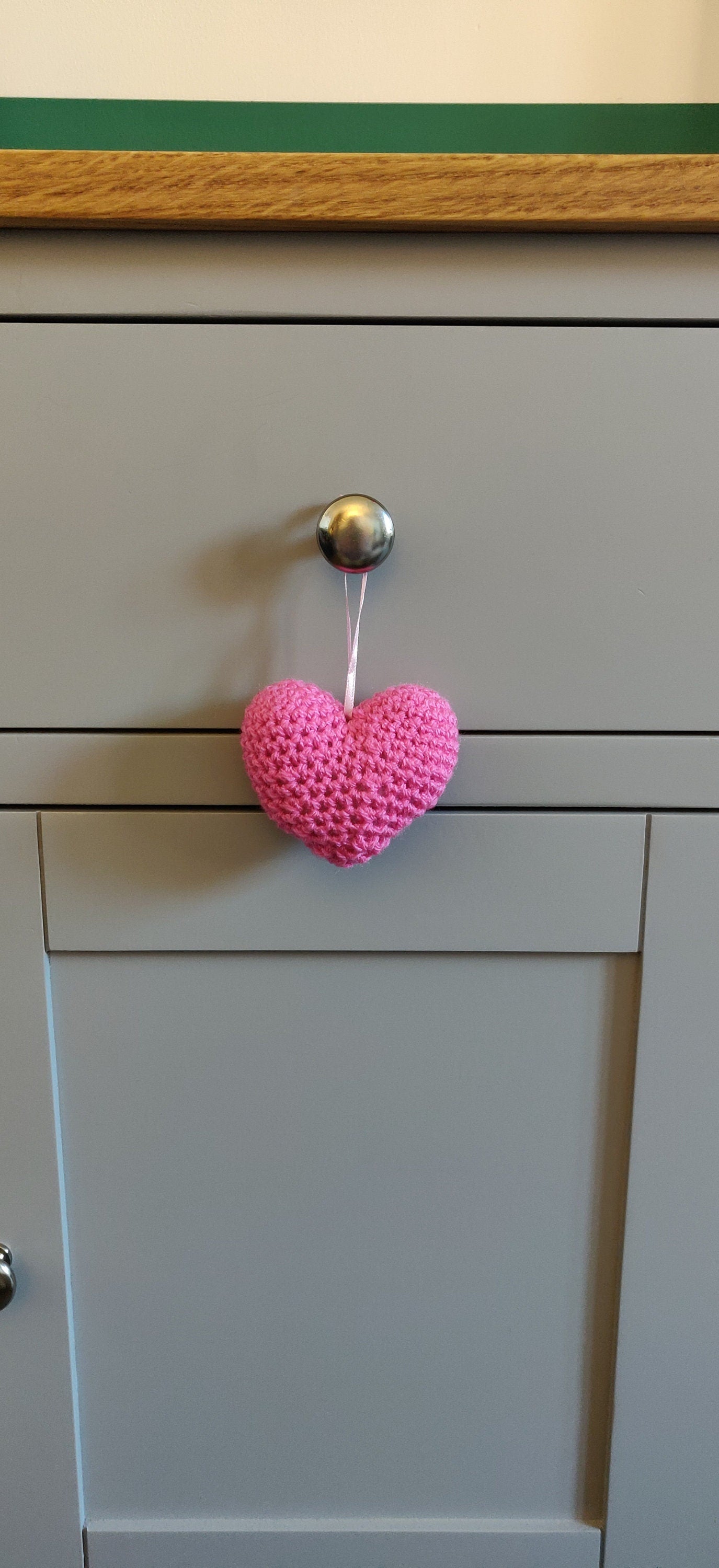 Pink Heart Initial Gift, Wedding, Engagement, Anniversary, Hanging Decor, Crochet Heart Ornament, Romantic Gift, Personalised Valentine Gift