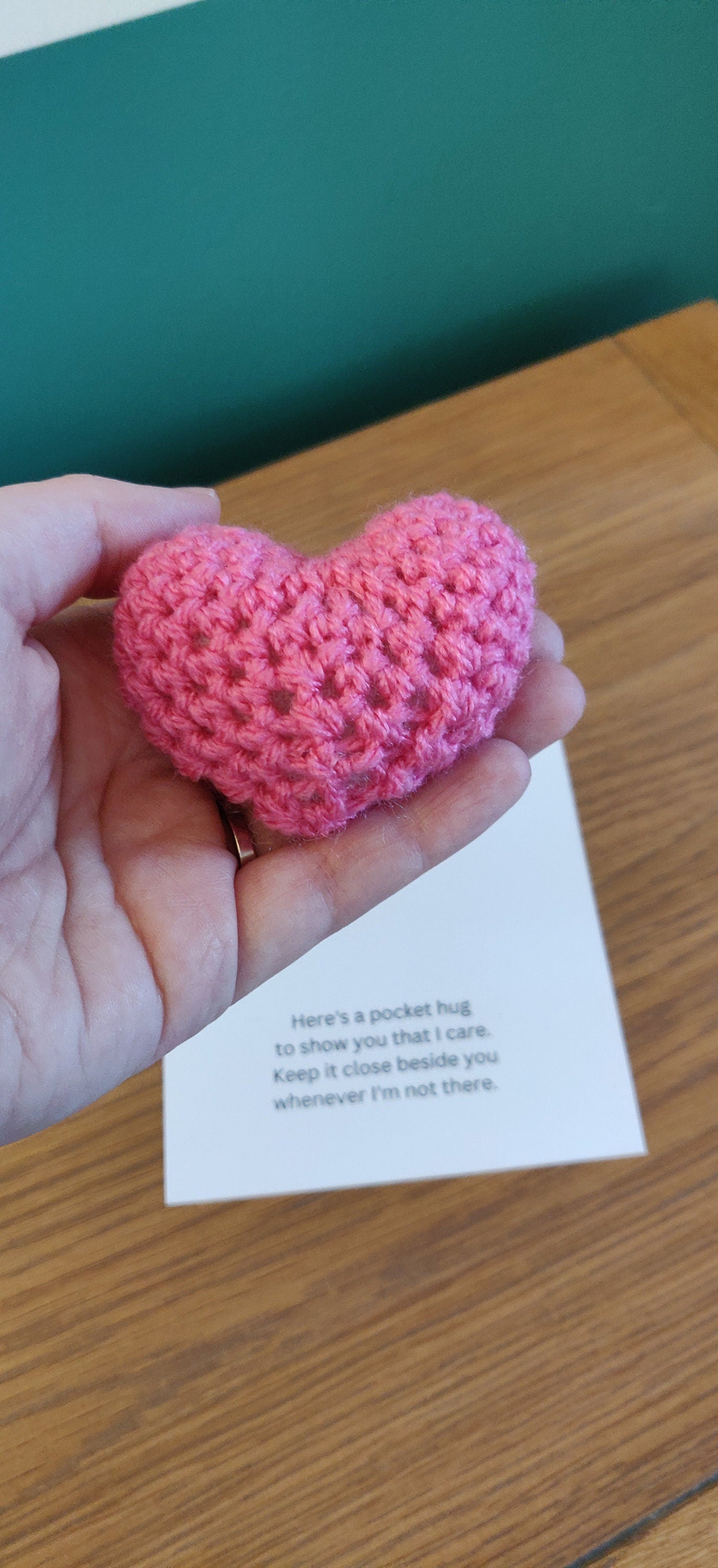 Pocket Hug Heart Token, Pocket Hug for Mum, Son, Daughter, Crochet Heart, Love Token, Gift For Friend, Missing You Gift, Thinking of You