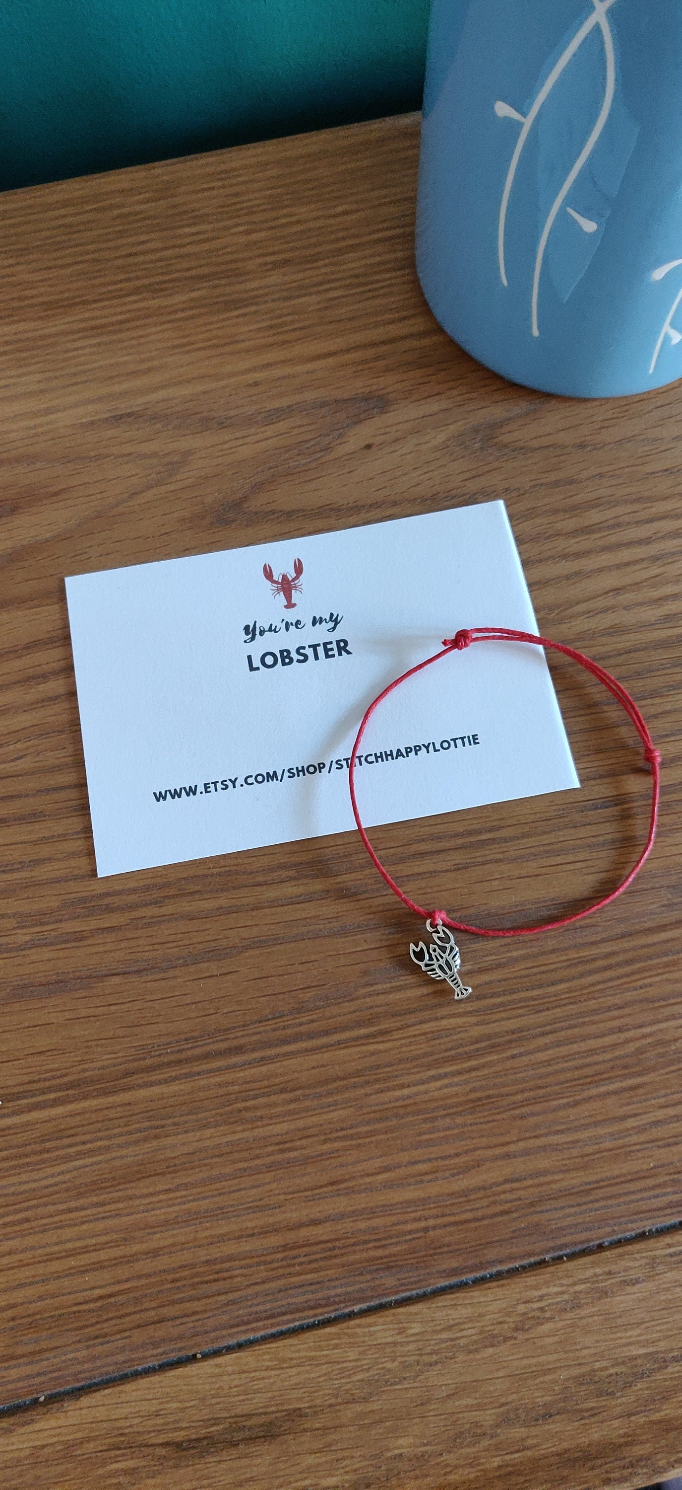 You're My Lobster Bracelet, Red String Lobster Charm, Anniversary Gift