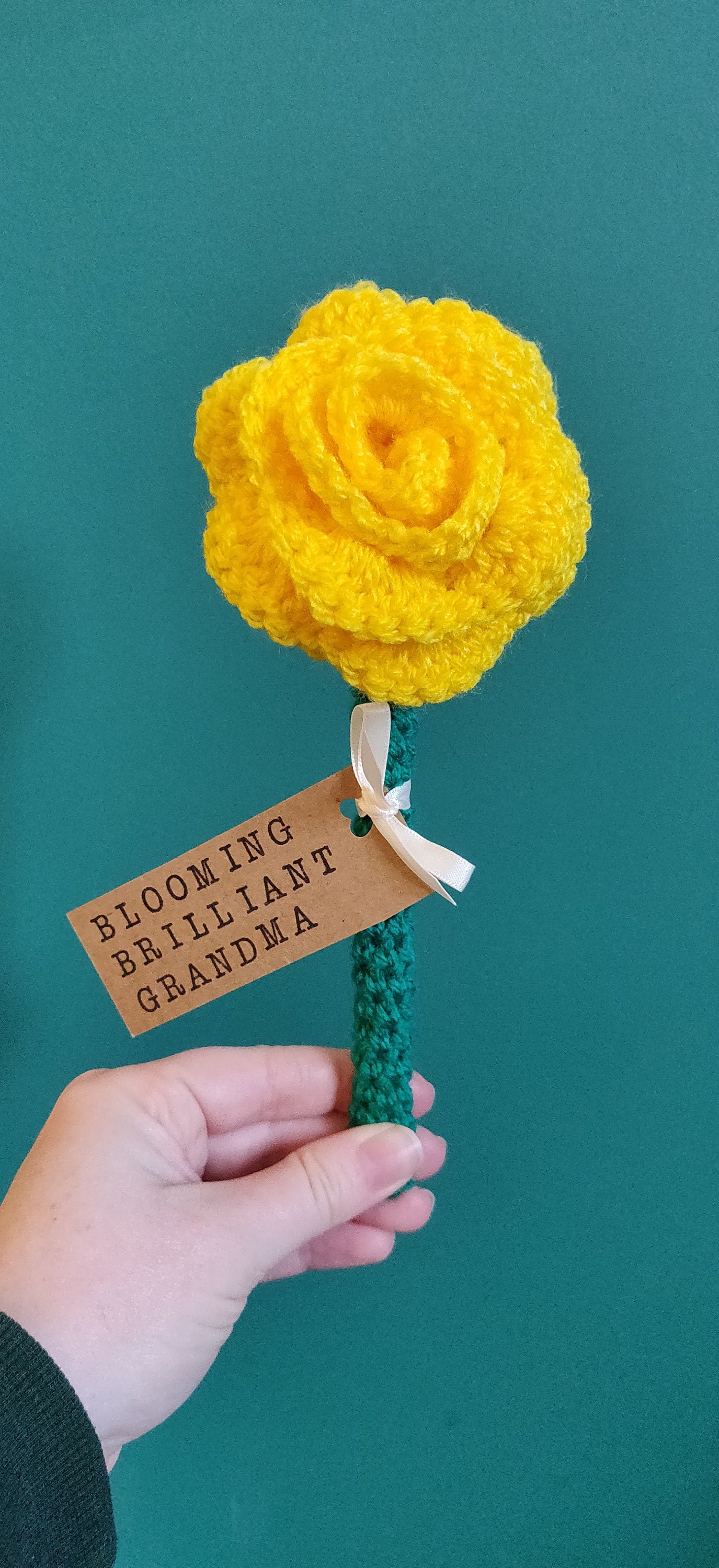 Mothers Day Gift, Yellow Rose Flower Gift for Nanna, Blooming Marvellous Grandma, Personalised Mother's Day Gift, Artificial Yellow Rose