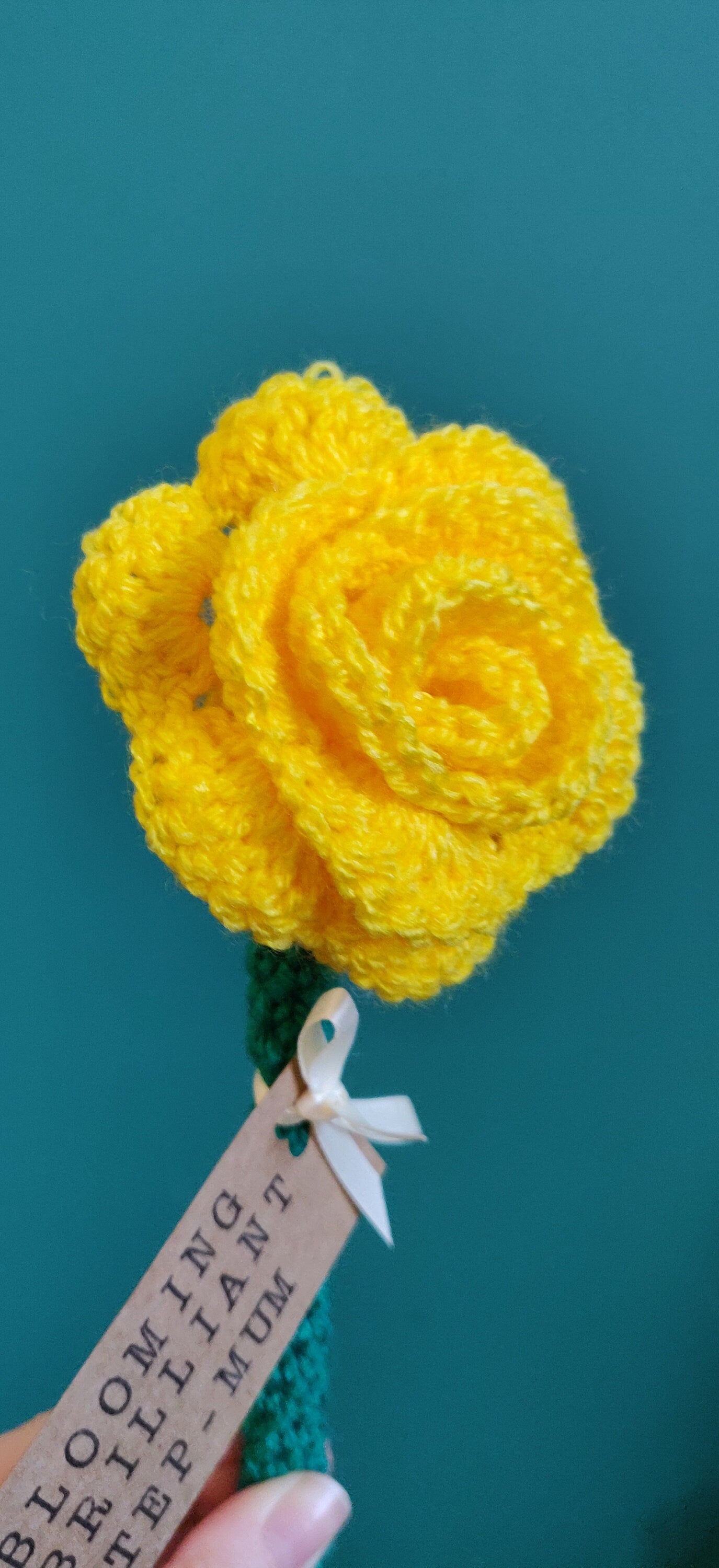 Mothers Day Gift, Yellow Rose Flower Gift for Step-Mum, Blooming Marvellous Mum, Personalised Mother's Day Gift, Artificial Yellow Rose Gift