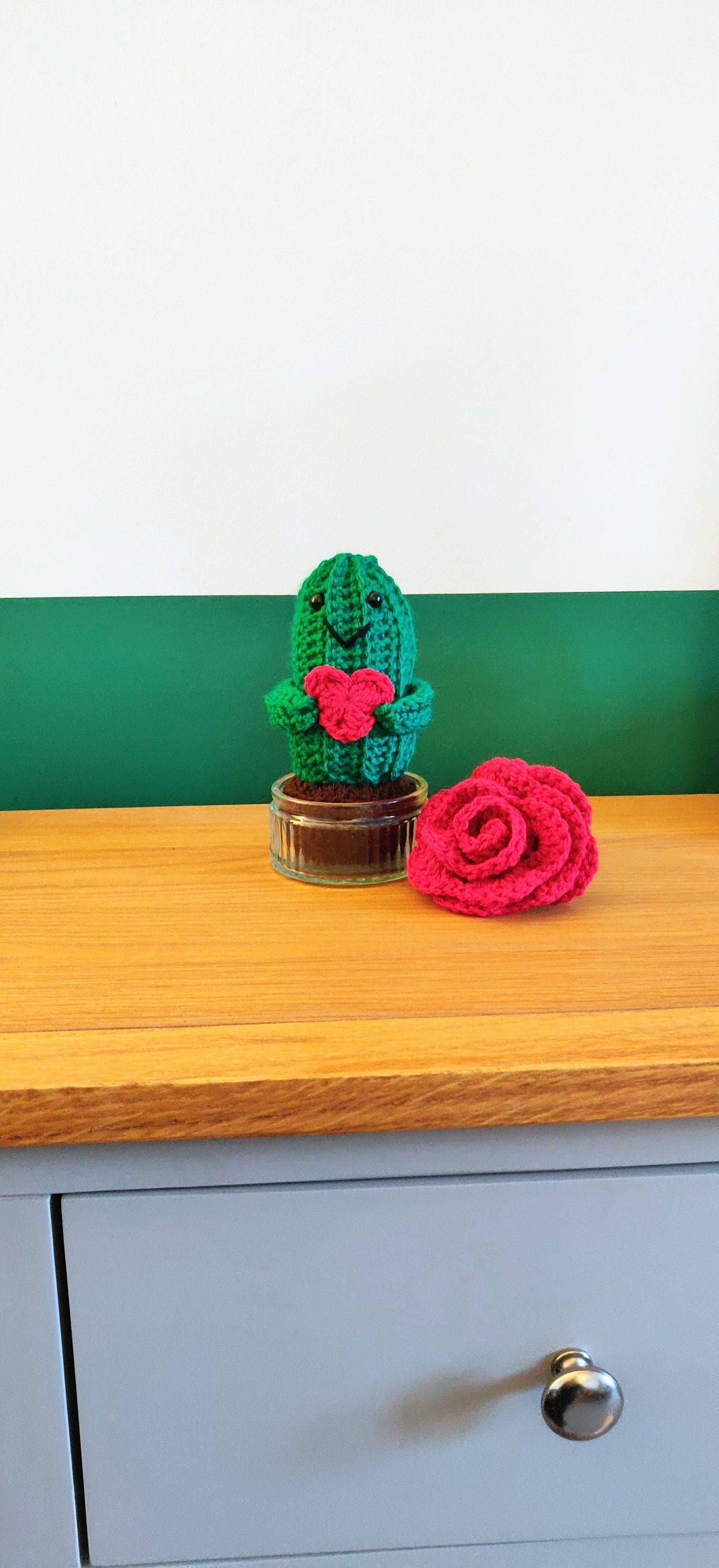 Crochet Cactus with Heart, Unique Anniversary Gift
