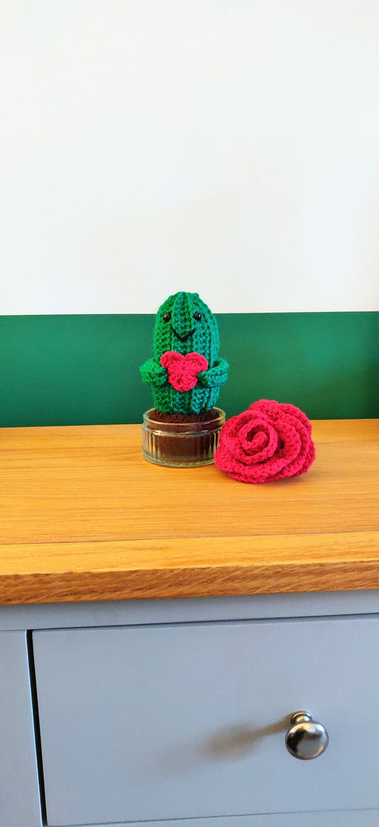 Crochet Cactus with Heart, Unique Anniversary Gift