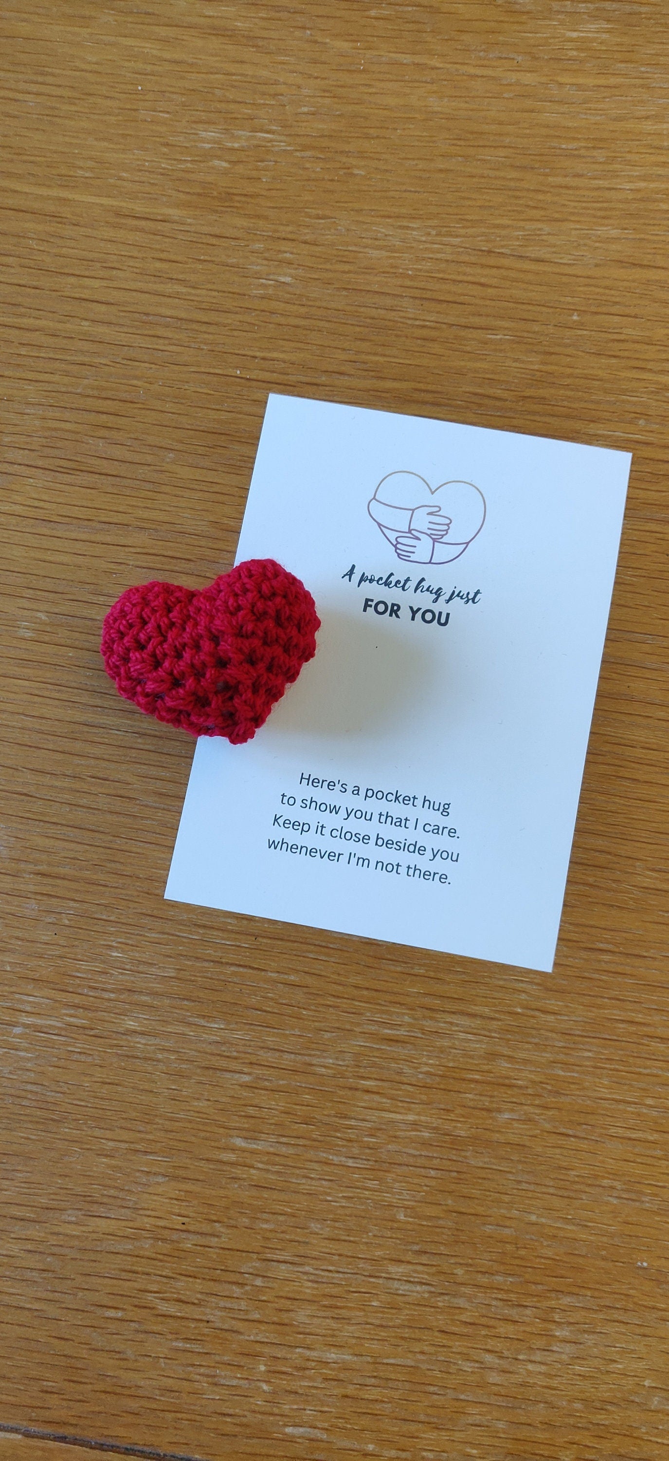 Crochet Pocket Hug, Red Heart Token, Thinking of You Gift