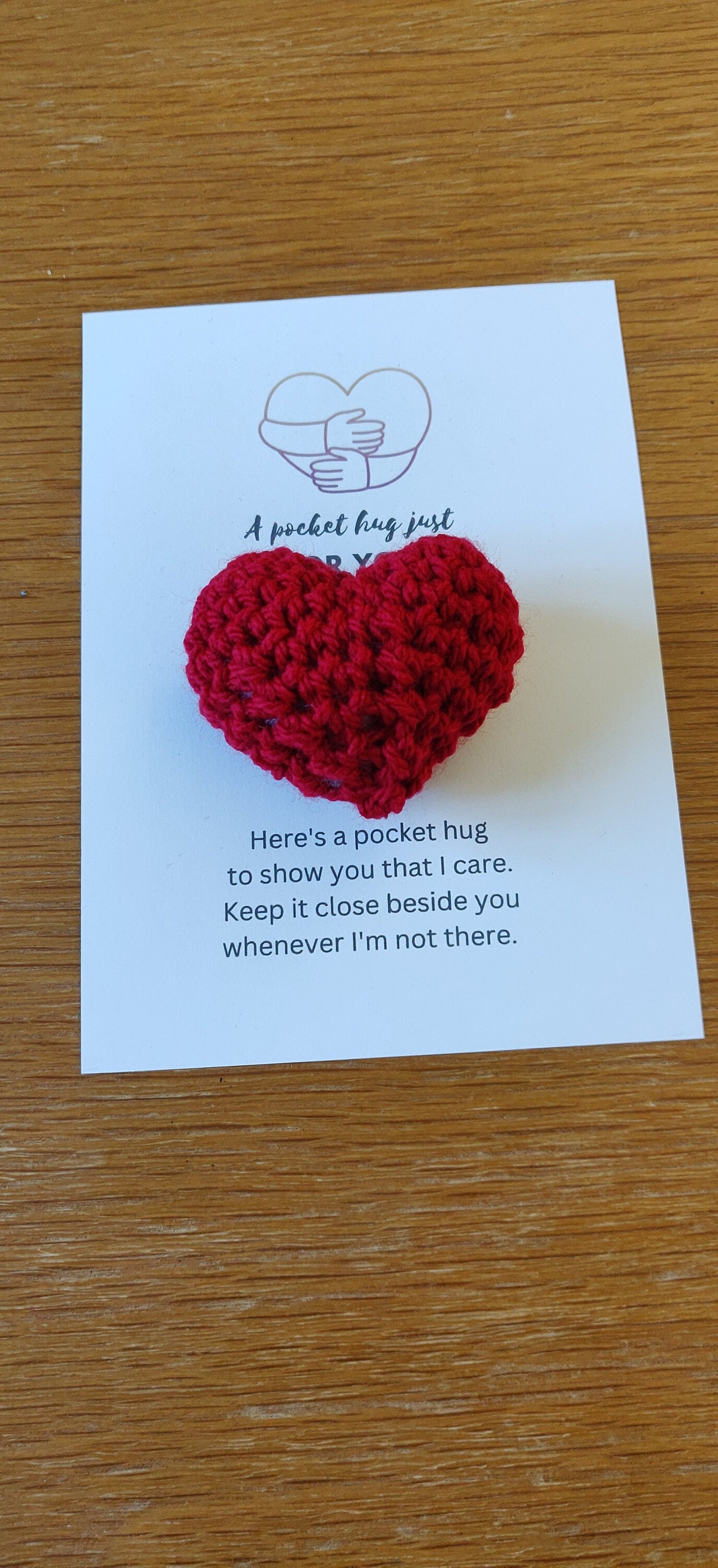 Crochet Pocket Hug, Red Heart Token, Thinking of You Gift