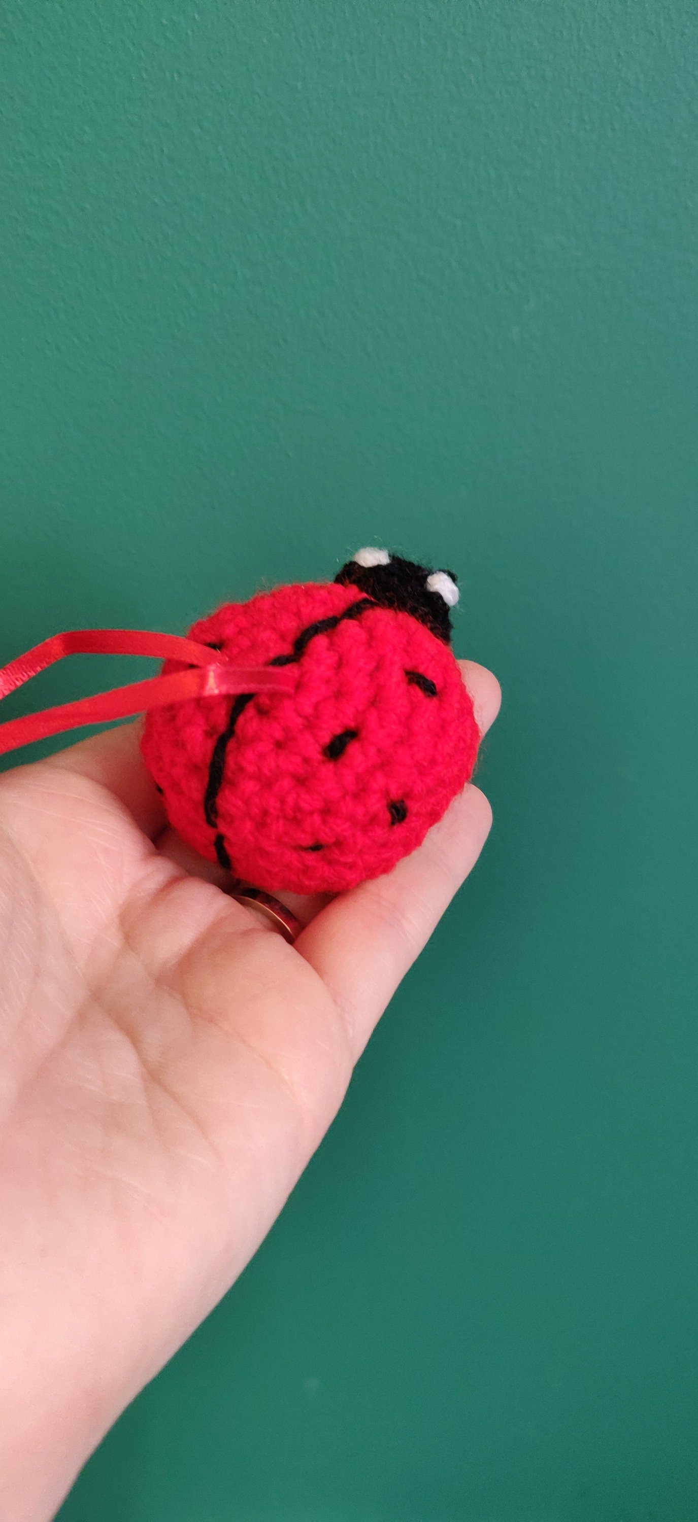 Crochet Ladybird Hanging Decoration, Car Decor, Ladybug Gift, Red and Black Ladybird Gift, Valentine's Love Bug Gift, Door Hanger, Keyring