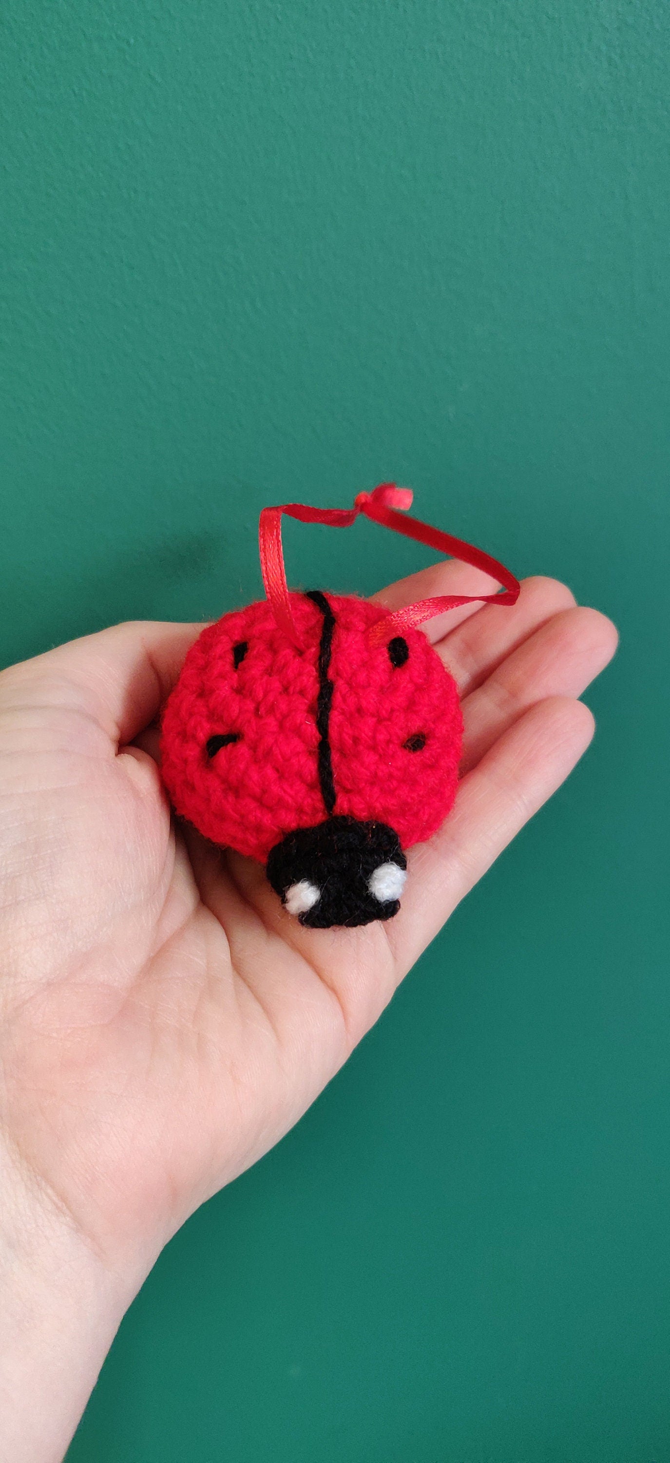 Crochet Ladybird Hanging Decoration, Car Decor, Ladybug Gift, Red and Black Ladybird Gift, Valentine's Love Bug Gift, Door Hanger, Keyring