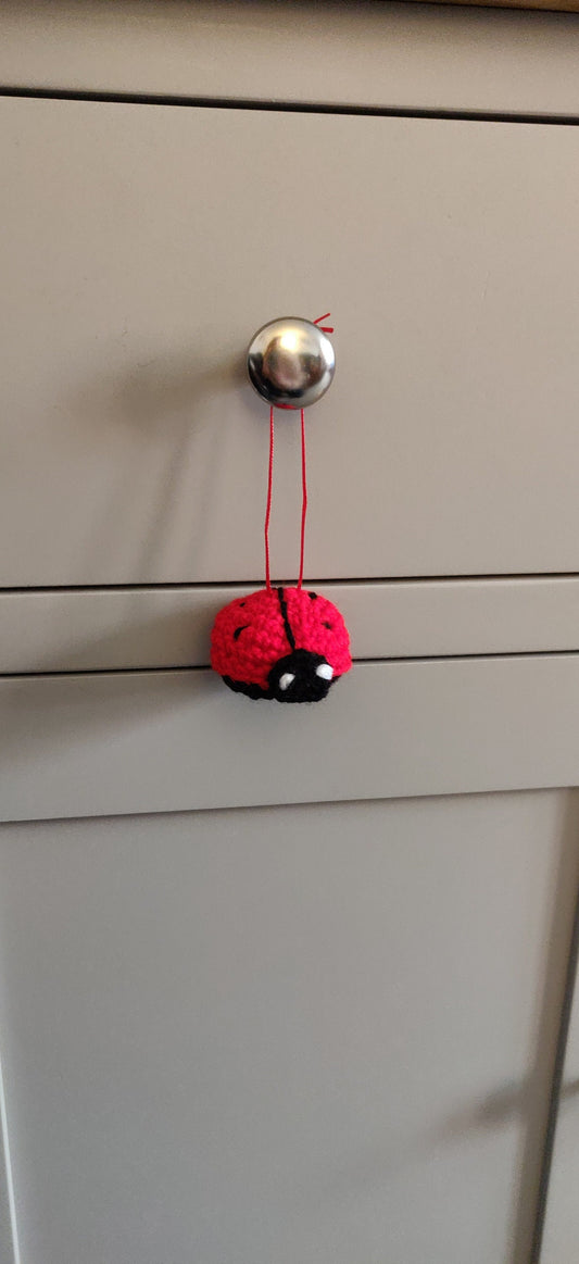 Crochet Ladybird Hanging Decoration, Car Decor, Ladybug Gift, Red and Black Ladybird Gift, Valentine's Love Bug Gift, Door Hanger, Keyring