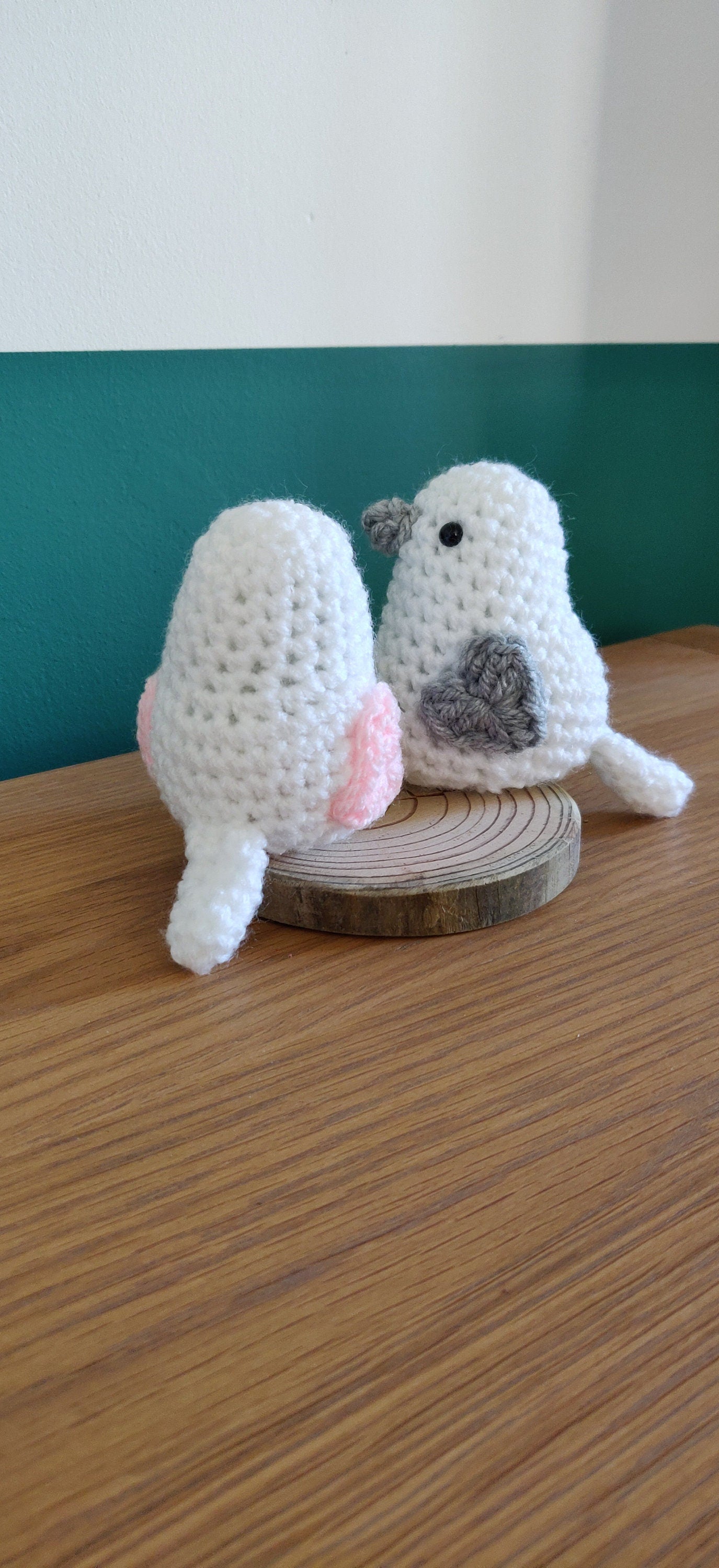 Crochet Love Bird Ornament, Wedding Anniversary Gift, Valentines Day