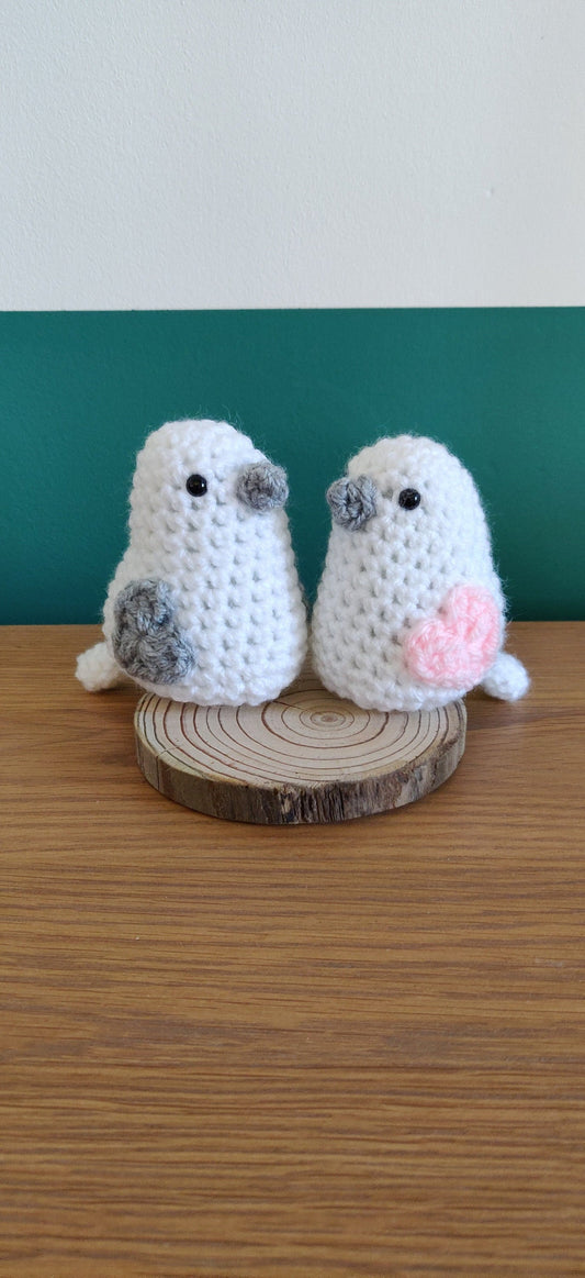 Crochet Love Bird Ornament, Wedding Anniversary Gift, Valentines Day