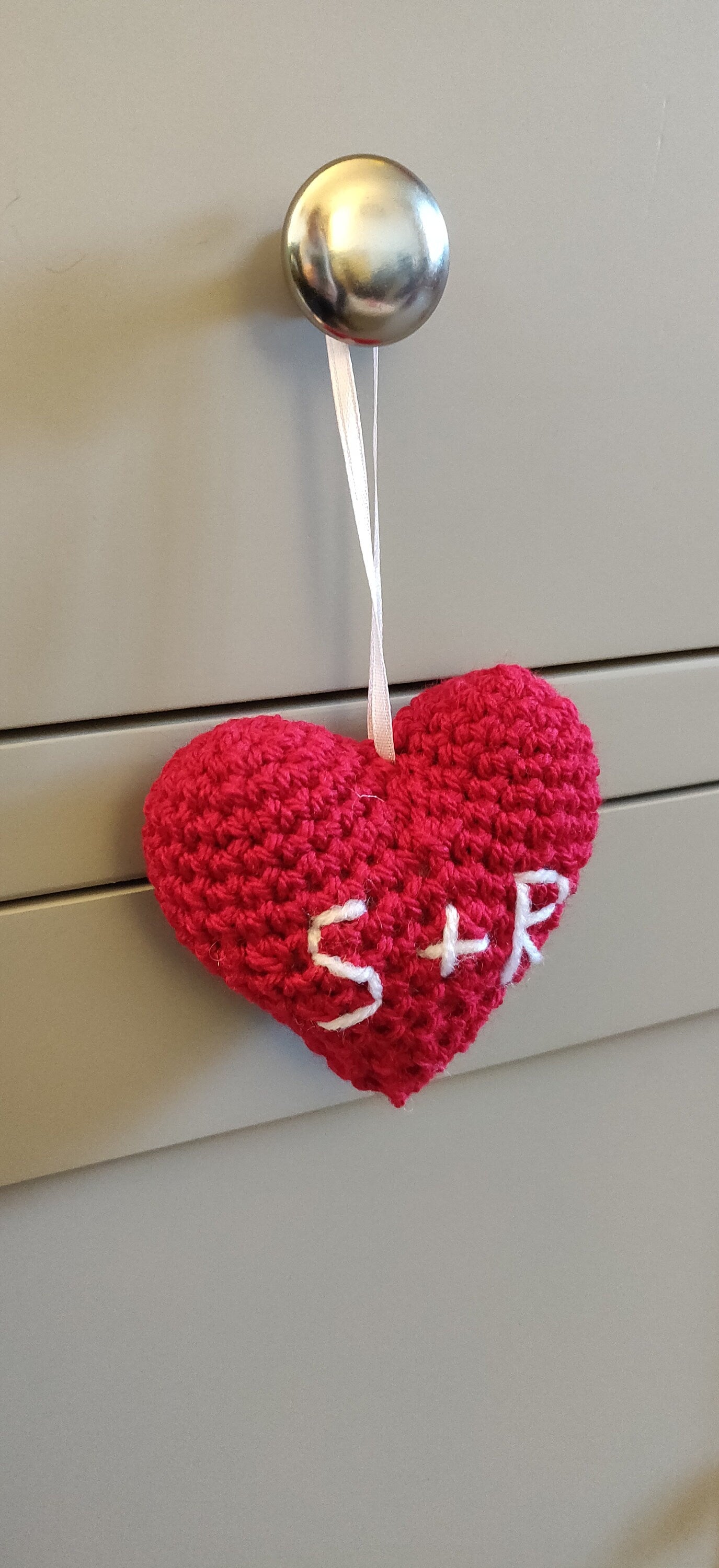 Red Heart Initial Gift, Wedding, Engagement, Anniversary, Hanging Decor, Crochet Heart Ornament, Romantic Gift, Personalised Valentine Gift