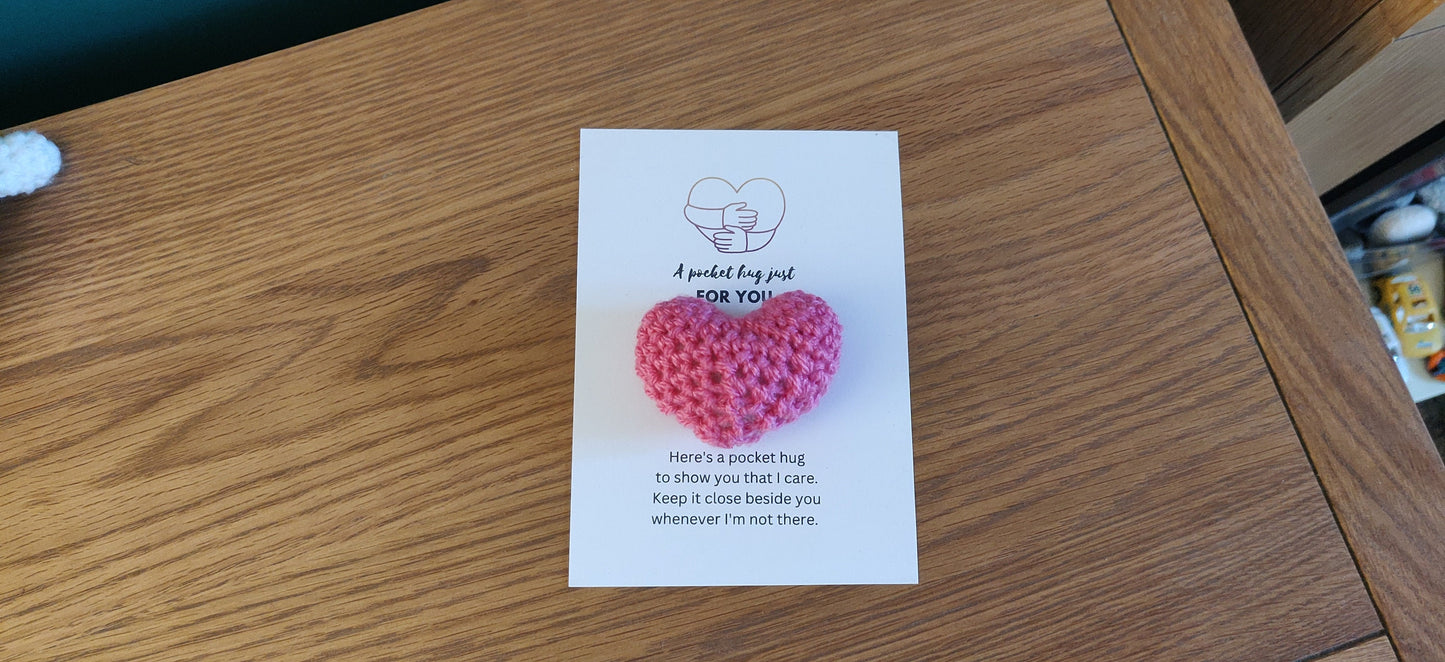 Pocket Hug Heart Token, Pocket Hug for Mum, Son, Daughter, Crochet Heart, Love Token, Gift For Friend, Missing You Gift, Thinking of You