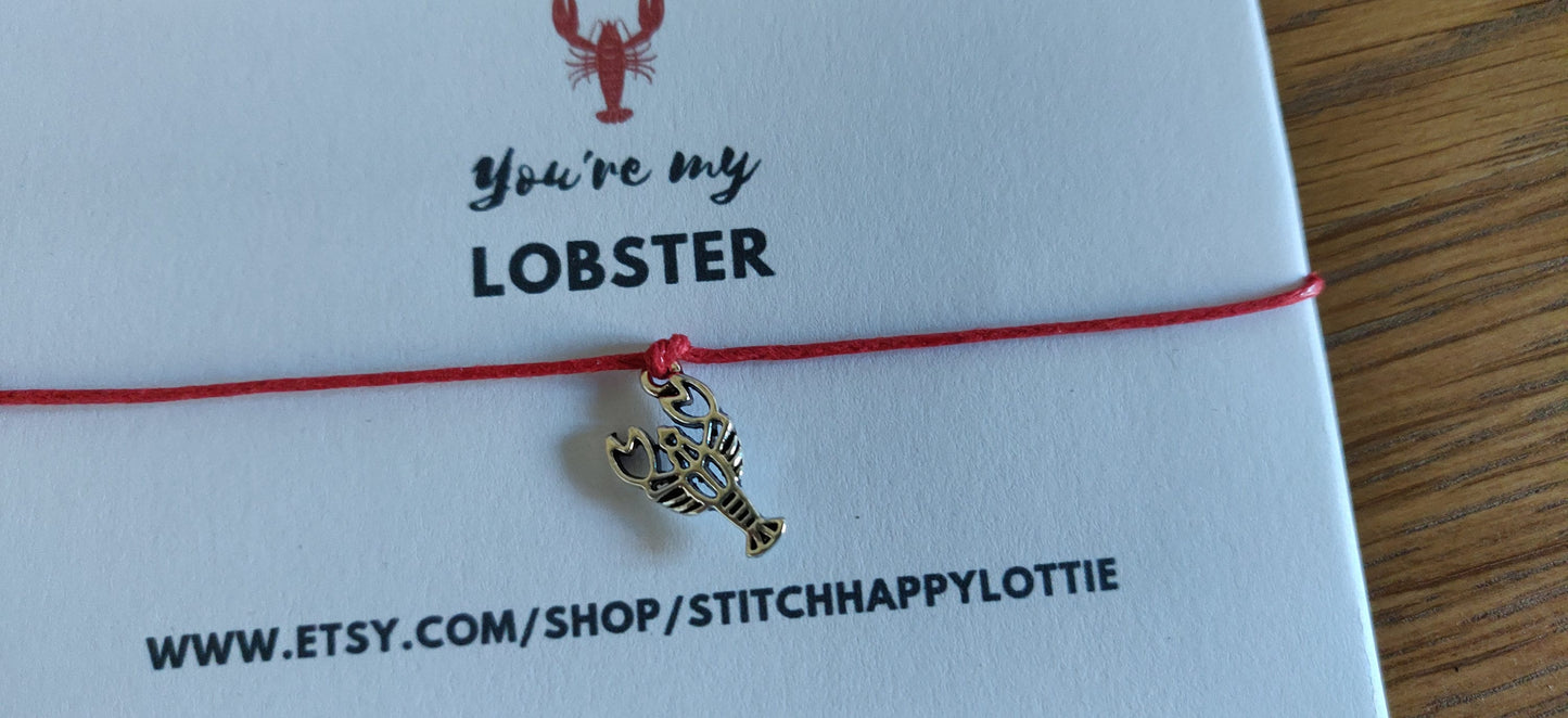 You're My Lobster Bracelet, Lobster Gift for Birthday, Anniversary, Wedding or Valentines Day, Red Lobster Keepsake Jewellery, Lobster Charm