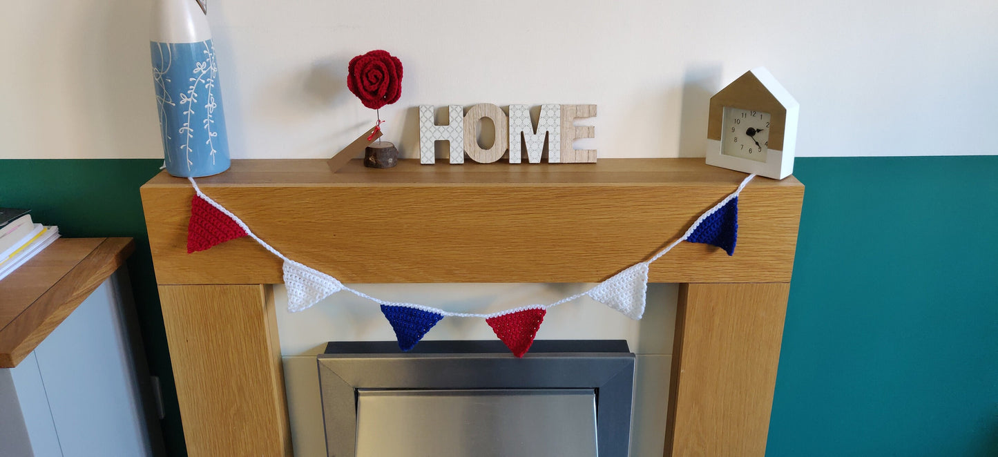 British Bunting, Red, White and Blue Bunting, Royal Flag Decoration, Olympic Party, Union Jack, Garland, Paris 2024, Euros Football