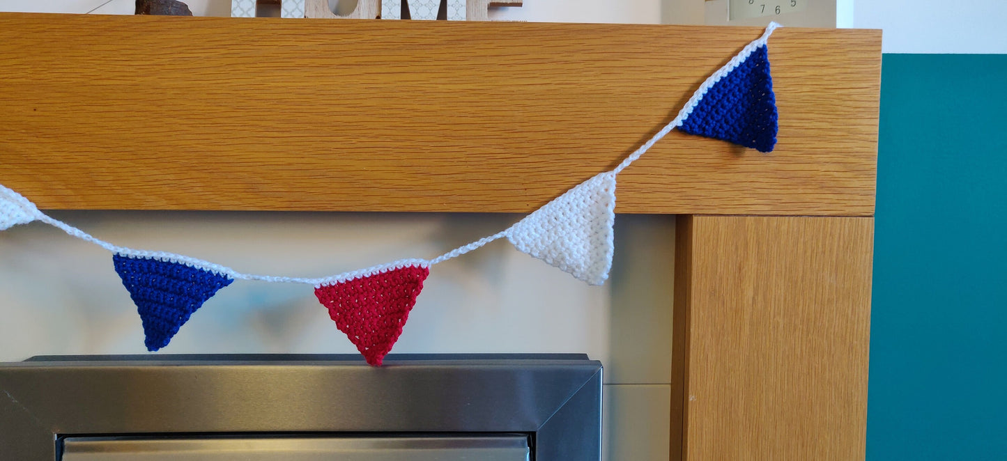 British Bunting, Red, White and Blue Bunting, Royal Flag Decoration, Olympic Party, Union Jack, Garland, Paris 2024, Euros Football