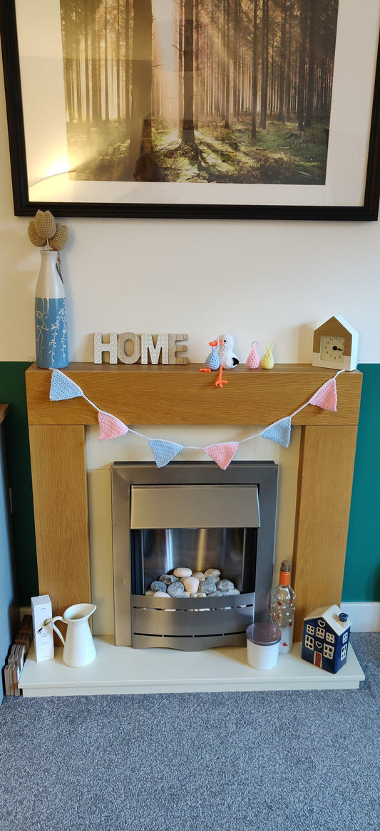 Pink and Blue Bunting, Baby Shower Gift, Gender Reveal Garland, Christening Decoration, Pastel Bunting, Nursery Decor for Boys and Girls