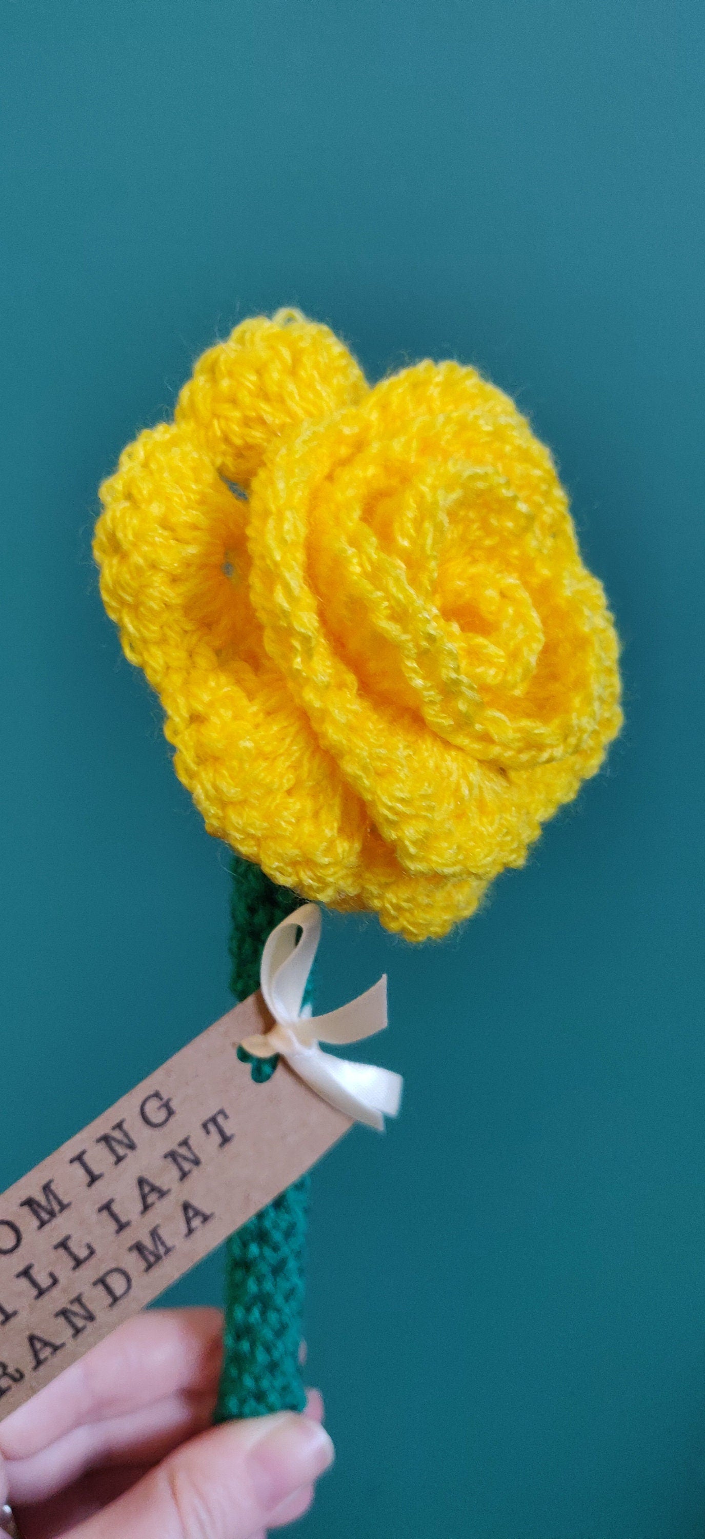 Mothers Day Gift, Yellow Rose Flower Gift for Nanna, Blooming Marvellous Grandma, Personalised Mother's Day Gift, Artificial Yellow Rose