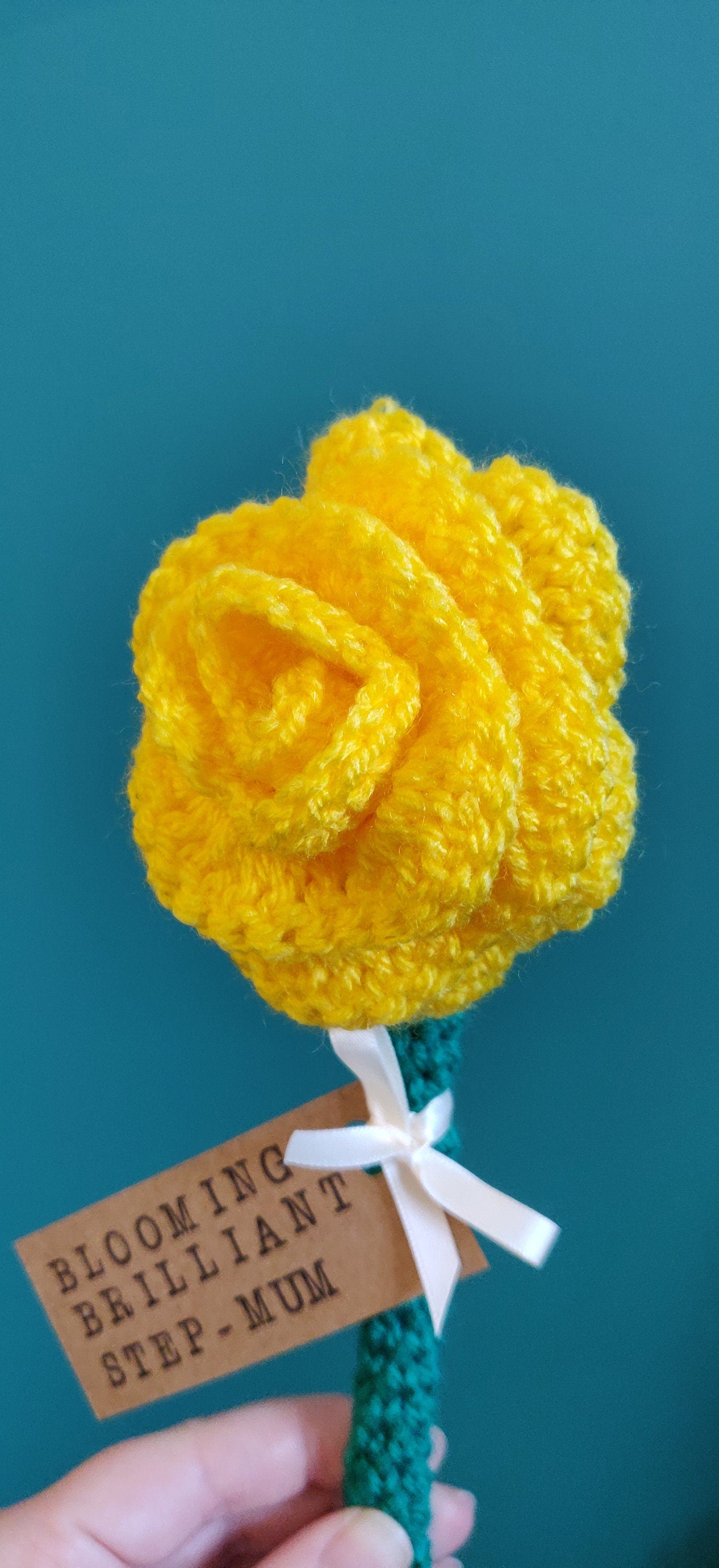 Mothers Day Gift, Yellow Rose Flower Gift for Step-Mum, Blooming Marvellous Mum, Personalised Mother's Day Gift, Artificial Yellow Rose Gift